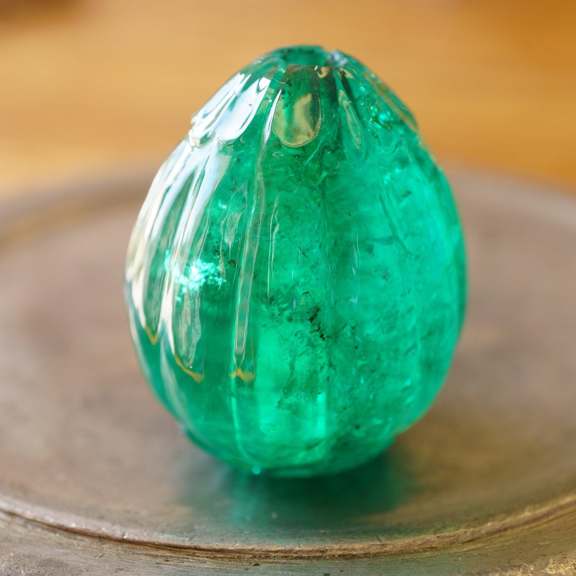 92.16-carat carved emerald bead from the Mughal era
