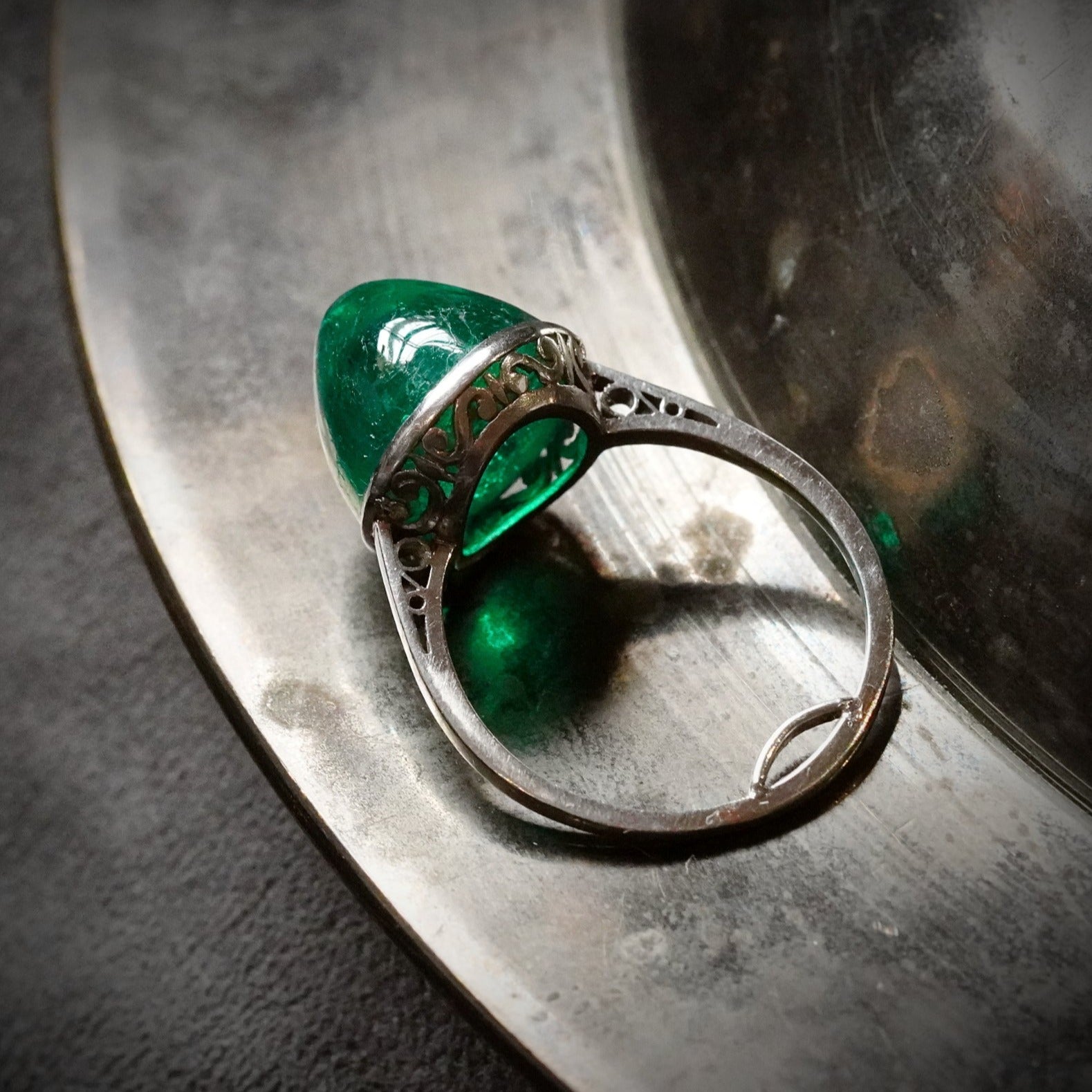 Cabochon Colombian Emerald Ring, 12.00 ct