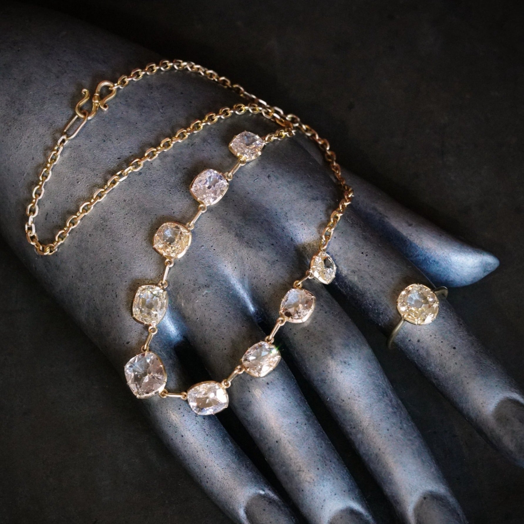 Victorian-Inspired Diamond Set Necklace & Ring
