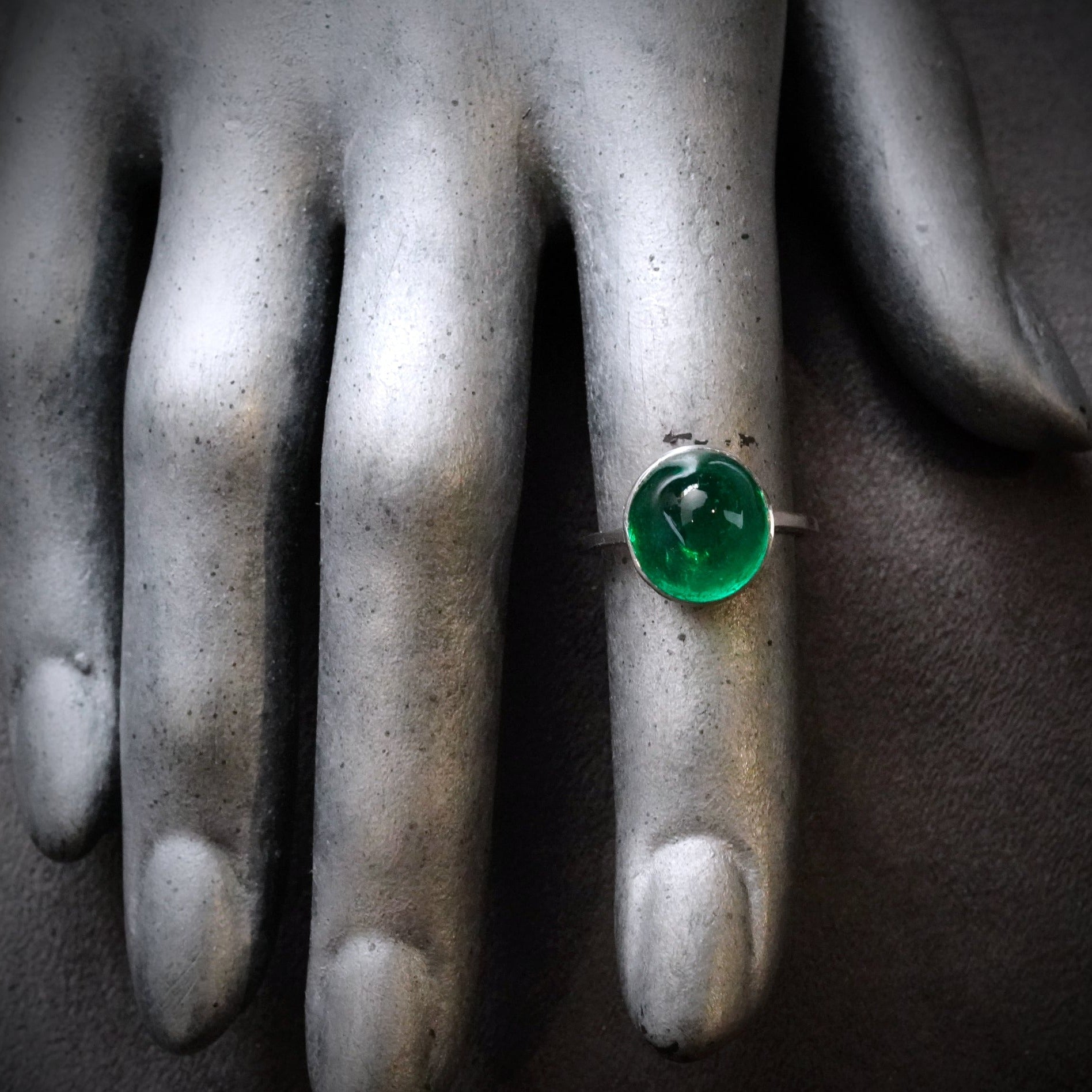 Cabochon Colombian Emerald Ring, 12.00 ct