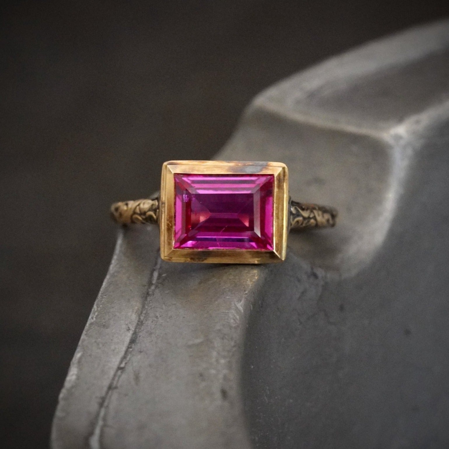 Emerald cut sale pink sapphire ring