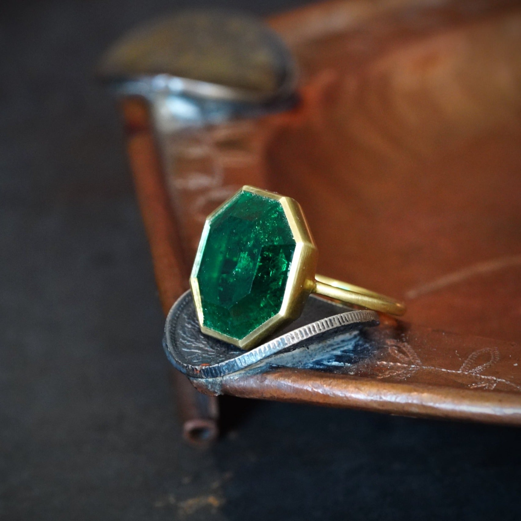 Step Cut Colombian Emerald Ring, 10.97 ct
