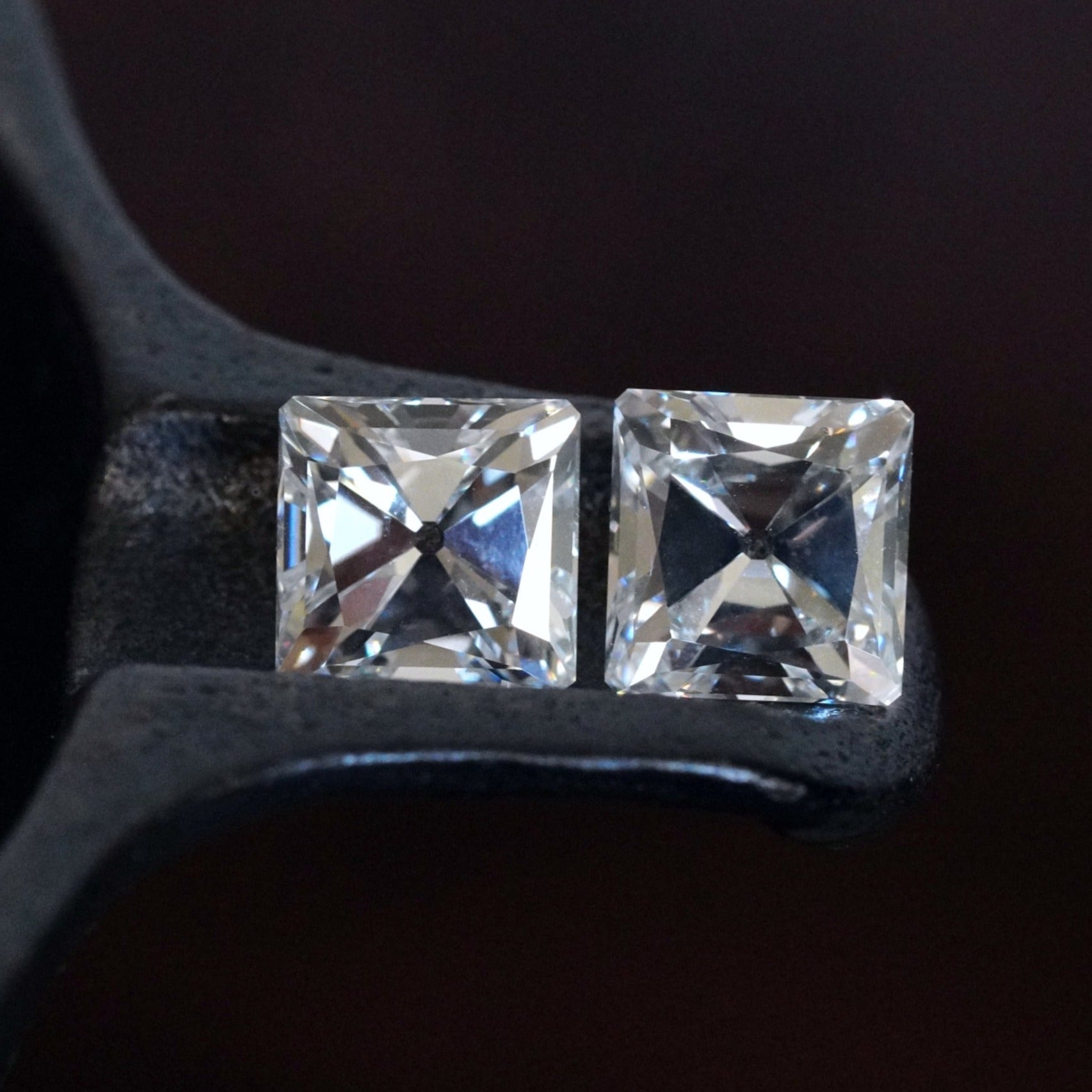 Pair of French Cut Diamonds, 3.11 cts each