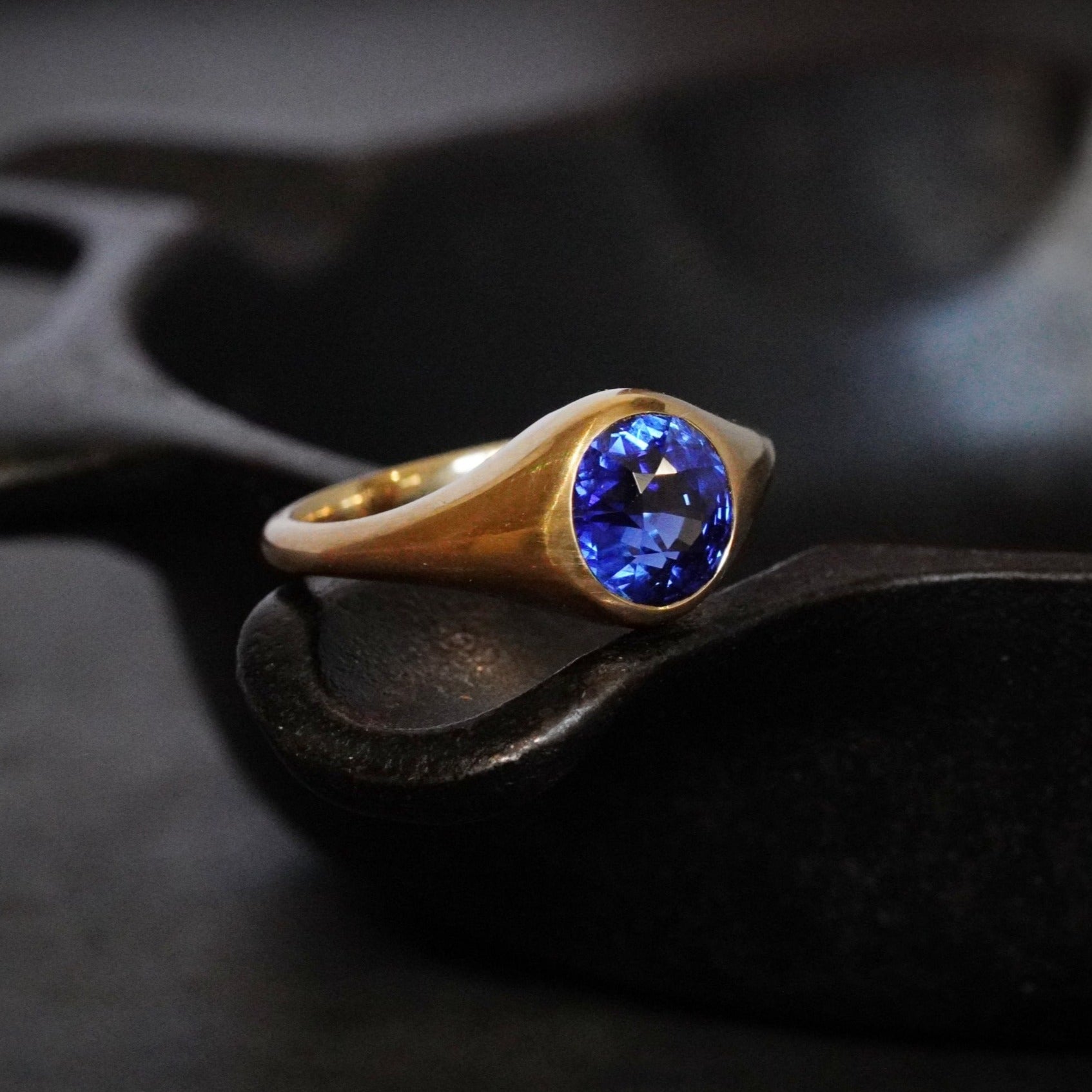 2.62-Carat No Heat Burma Sapphire in 18K Yellow Gold Ring