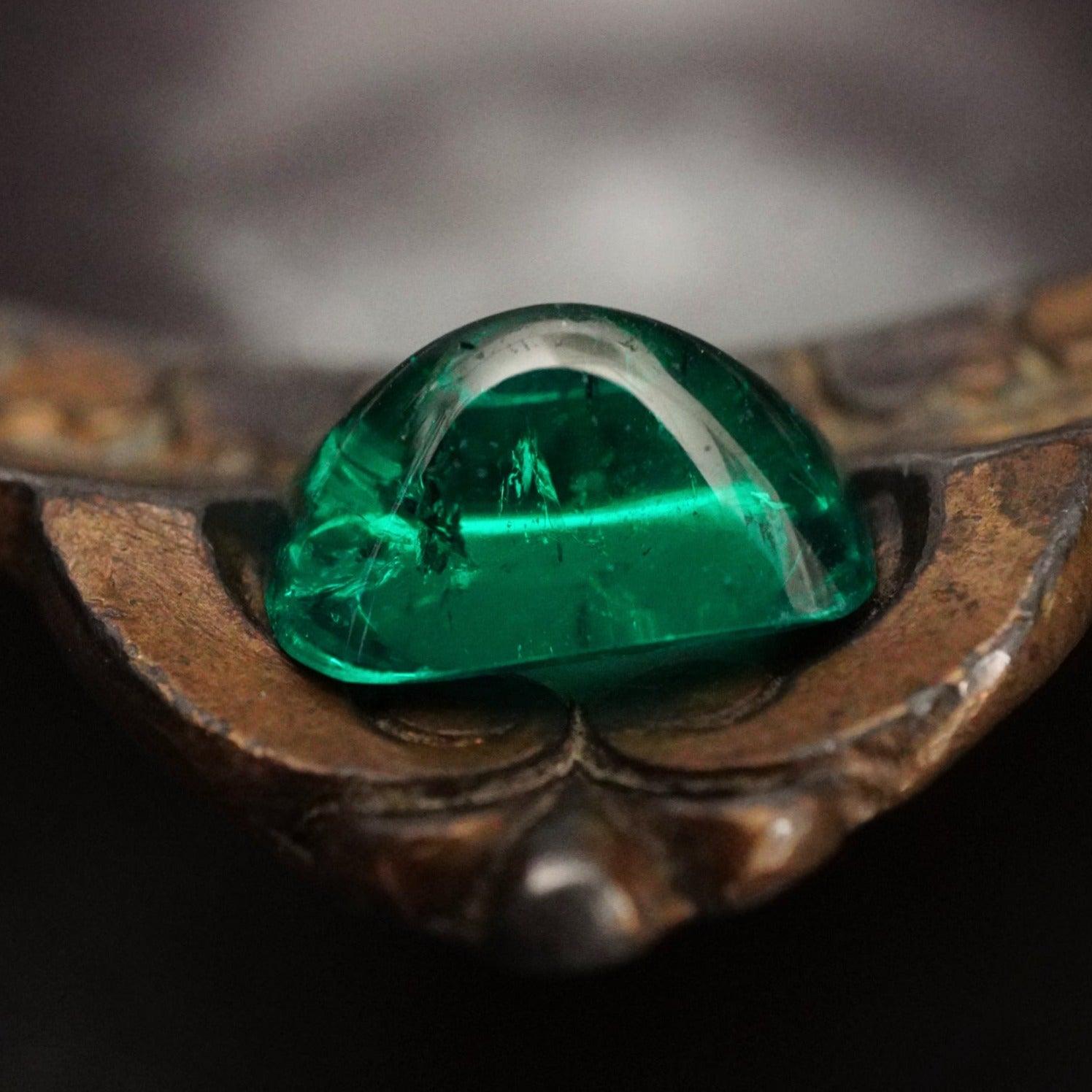 5.64 Sugarloaf No Oil Colombian Emerald Gold Ring - SKU 1721