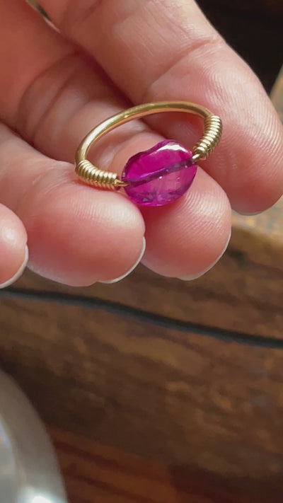 Jogani Ruby Collection - No Heat 2 CT Ruby Bead 18K Gold Handmade Ring