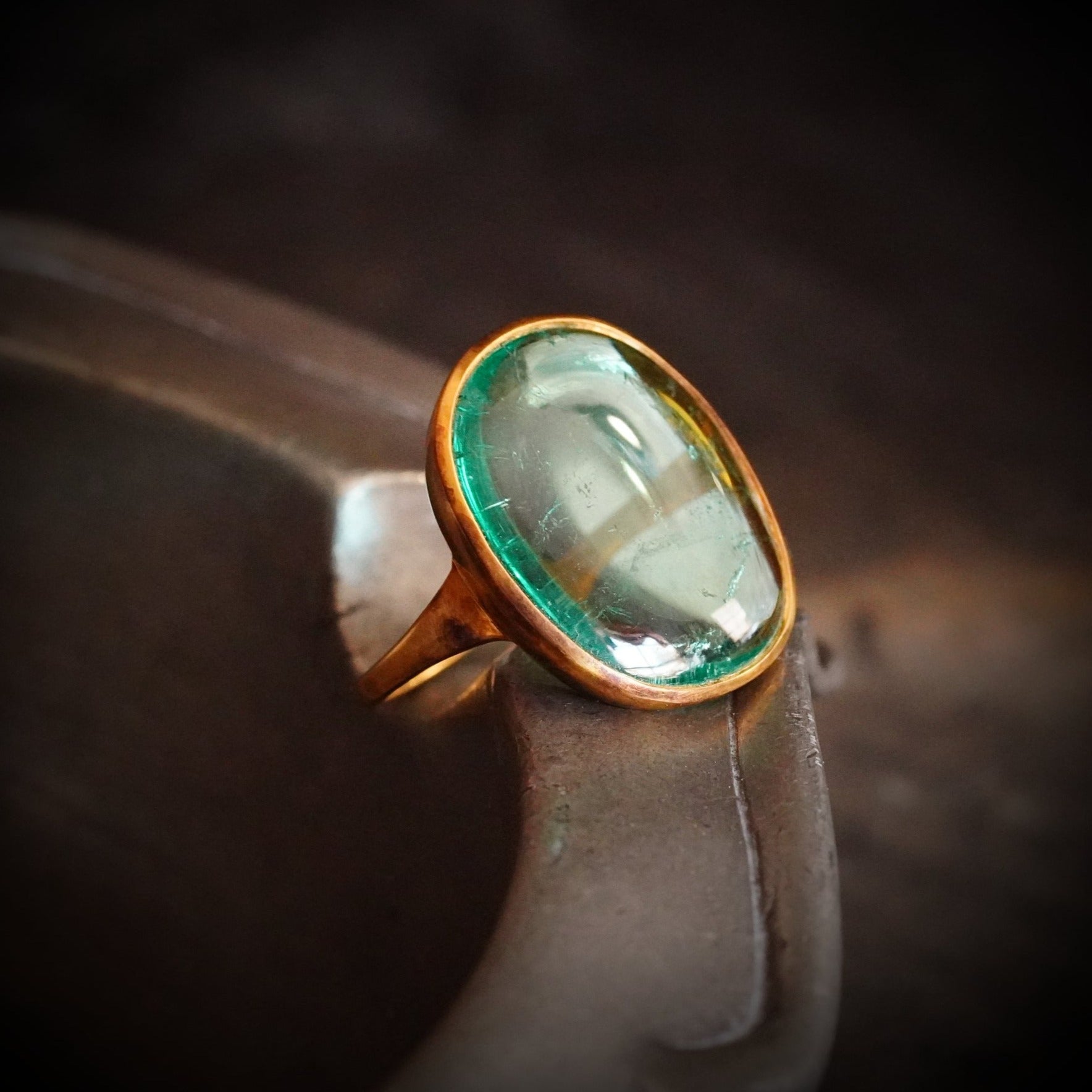 Cabochon Colombian Emerald Ring, 7.55 ct