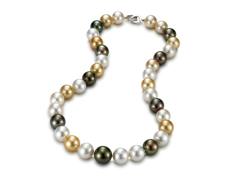 Tahitian Pearl Necklace 12-14 mm Fancy Color, 18 Karat Gold Clasp | The South  Sea Pearl