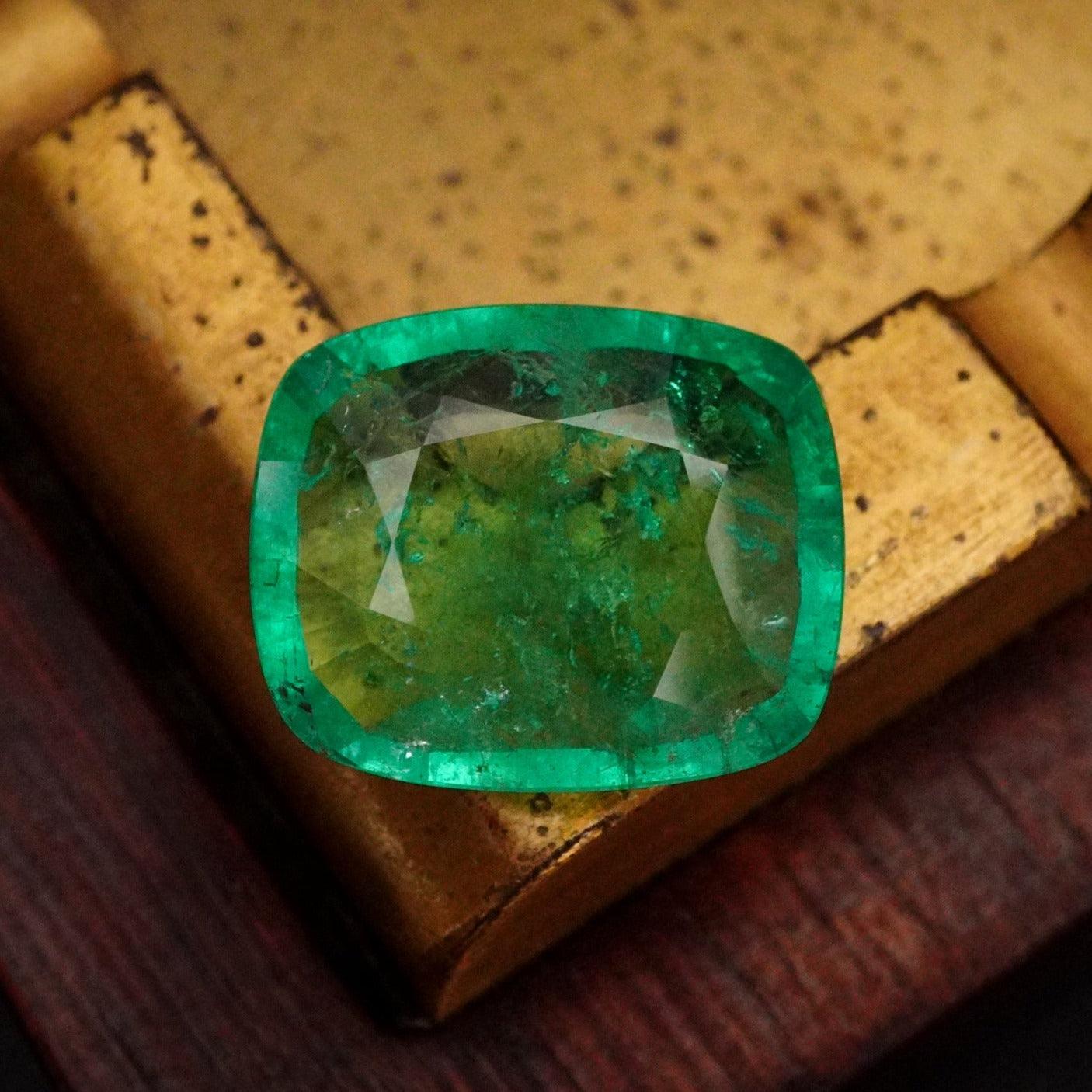 15.33 Carat Cushion Colombian Emerald - Stunning Rare