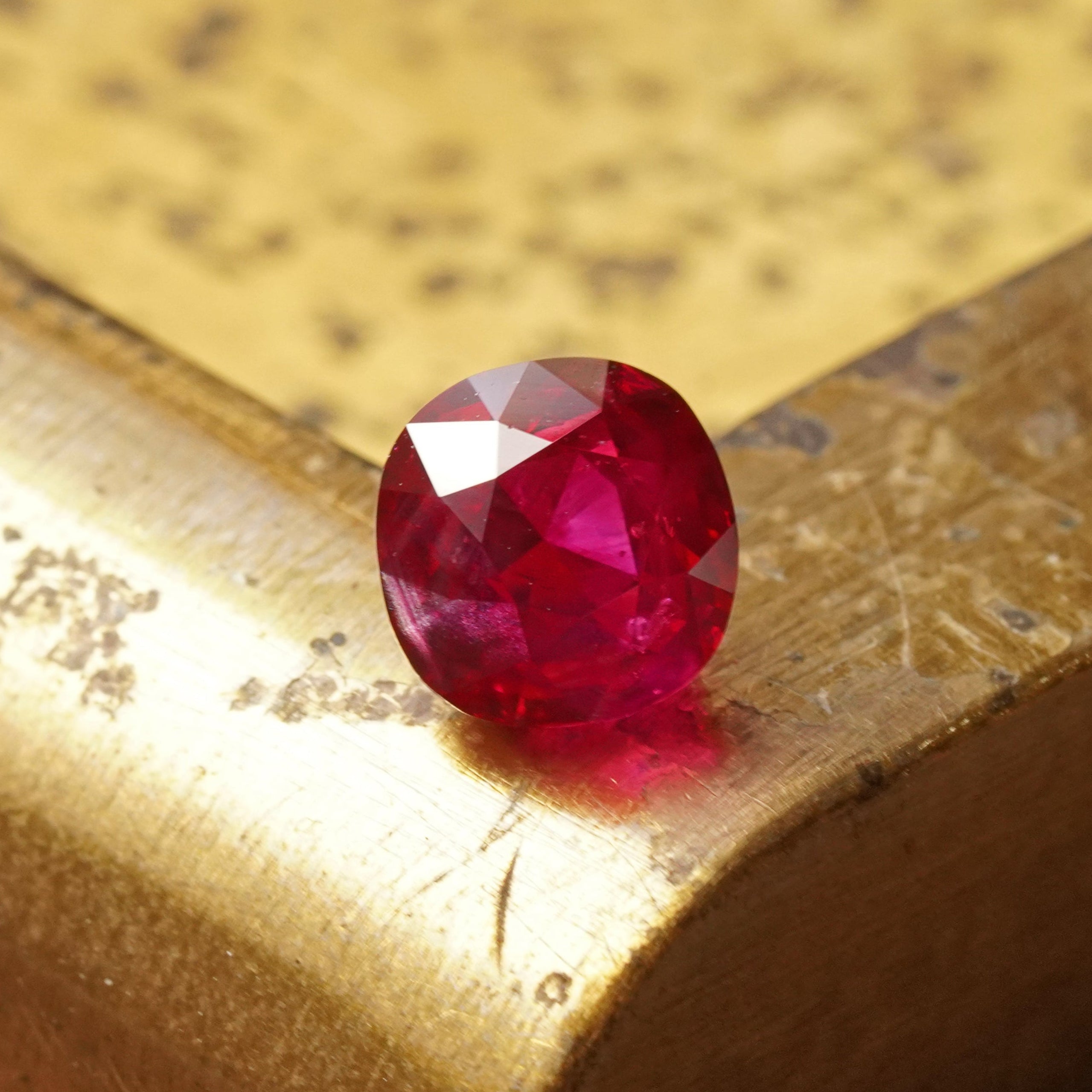 2.23 ct Cushion Cut Burma Ruby, no heat treatment, vivid red, clean clarity, SSEF-certified, loose gemstone provided by Jogani.