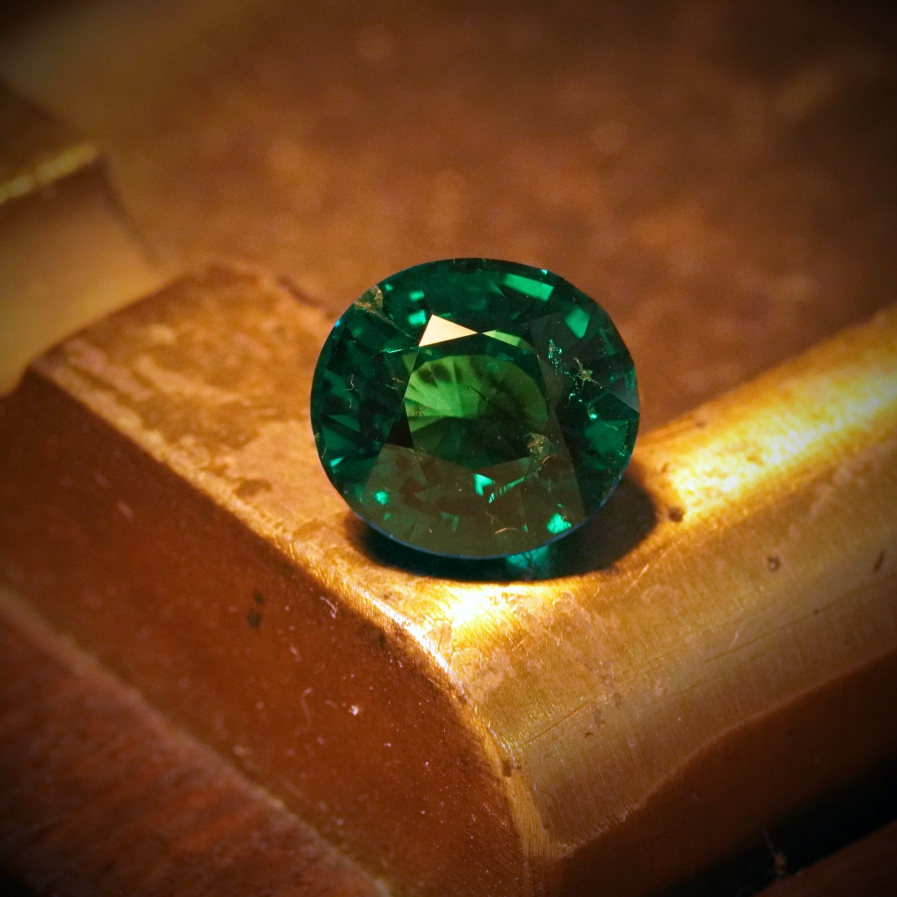 This exquisite 5.62 ct oval Colombian emerald, free of any enhancements, captivates with its rich green color and high transparency. A prized gemstone offered by Jogani.