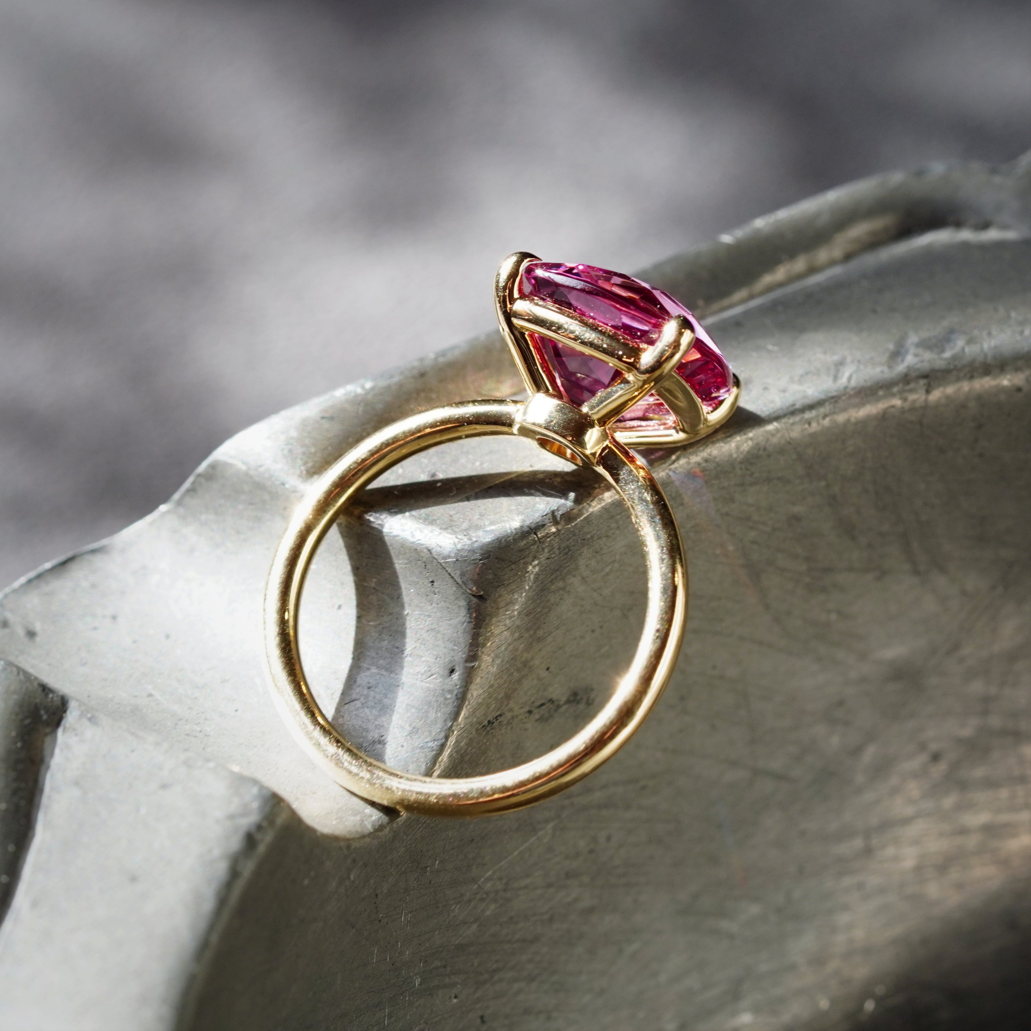 An exclusive 5.76 ct cushion-cut Burma spinel ring, glowing in a rich pink shade. Sourced with passion by Jogani, this one-of-a-kind treasure is perfect for collectors and investors.