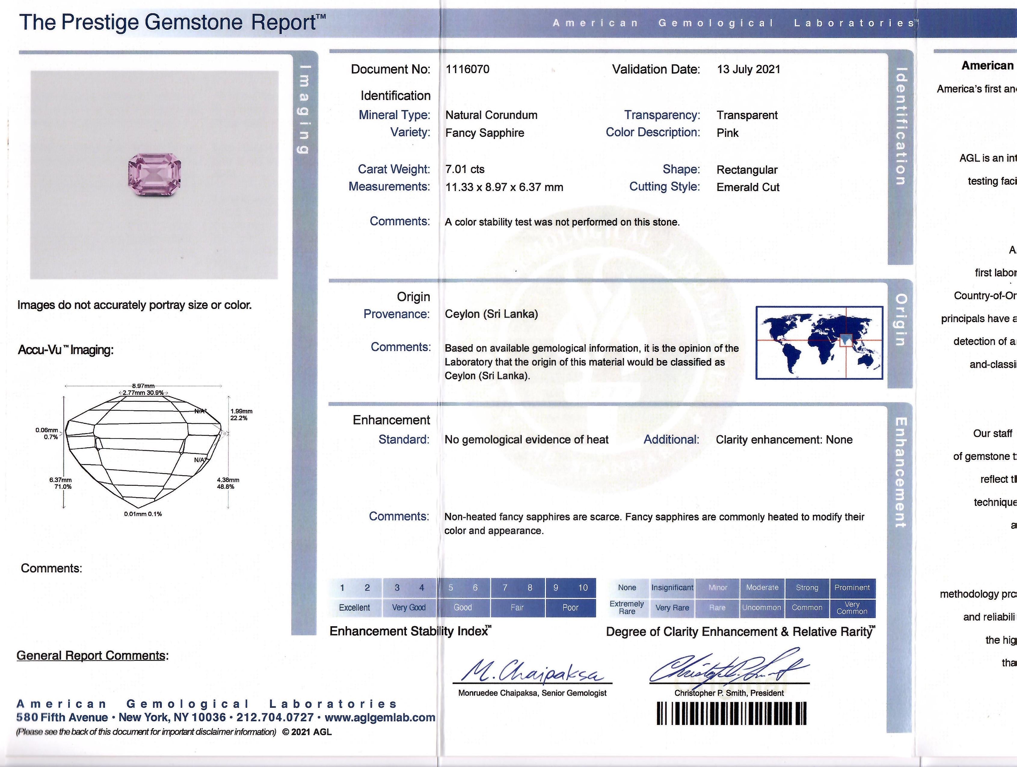 Step Cut Ceylon Sapphire, 7.01 ct