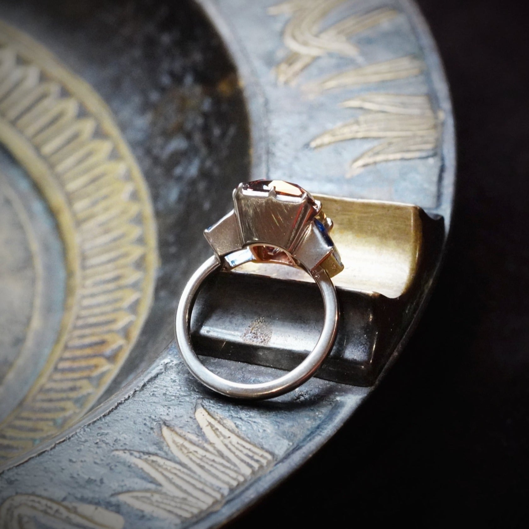 8.66-CT Peruzzi Cut Diamond and Kashmir Sapphire Ring in 18K White Gold