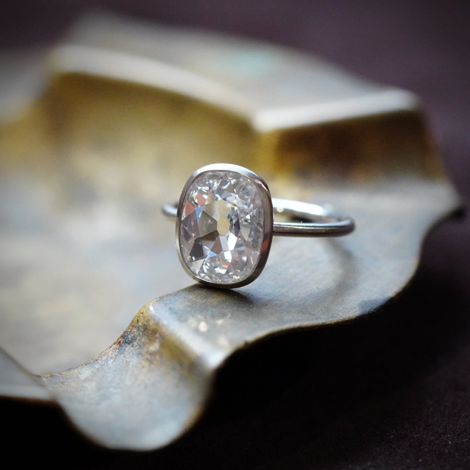 2.15-CT Old Mine Diamond Platinum Ring