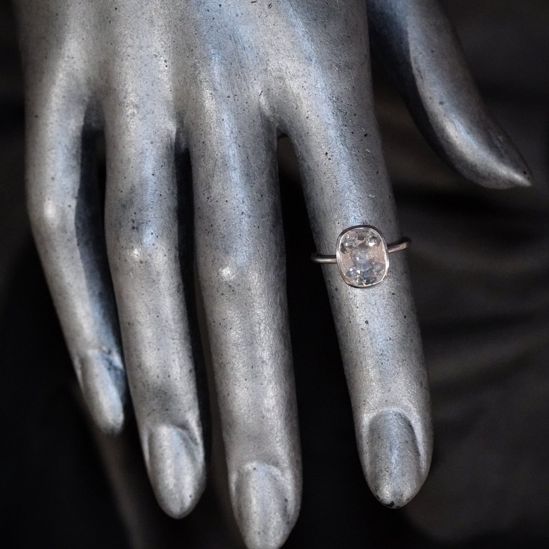 2.15-CT Old Mine Diamond Platinum Ring