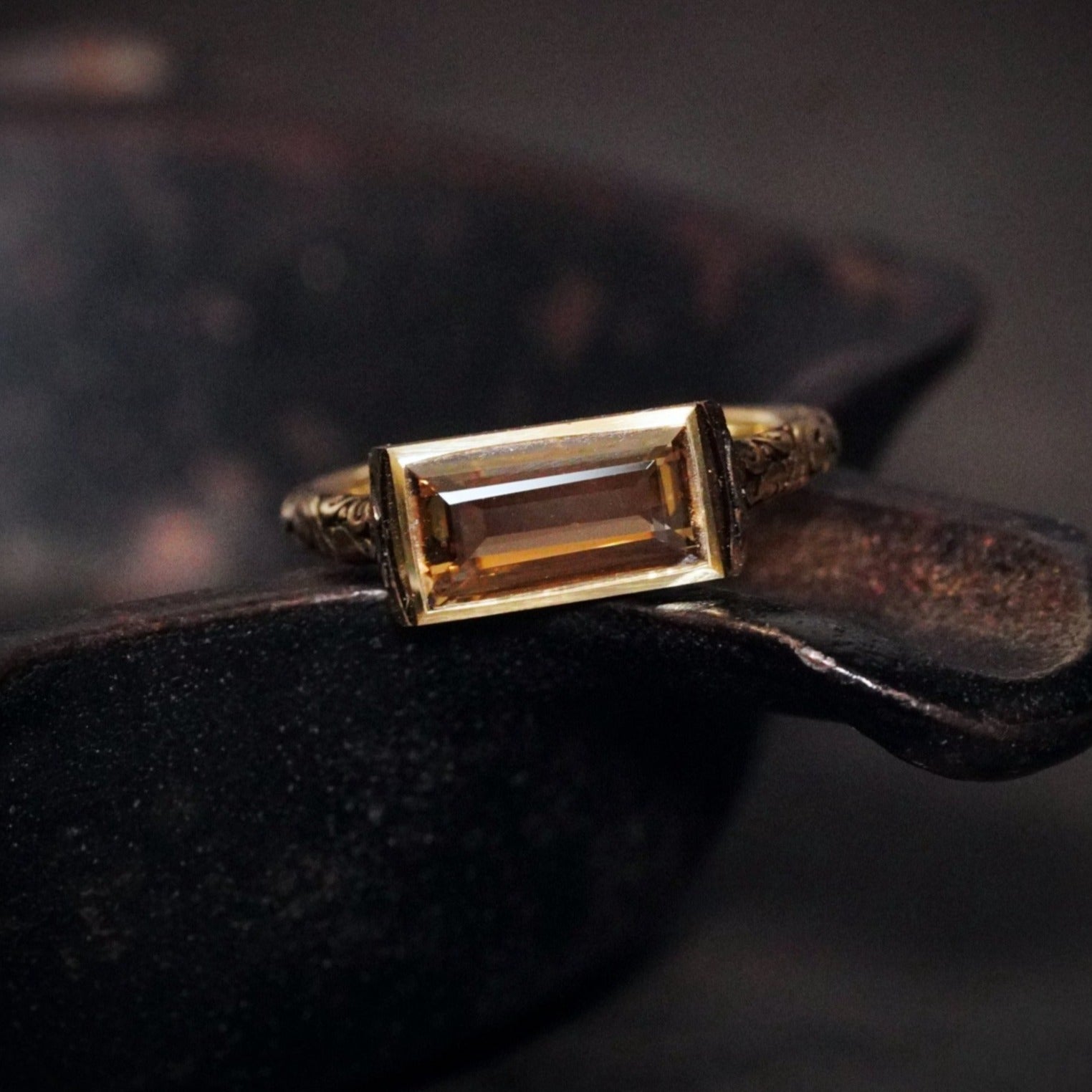 Renaissance Inspired 1.56 Carat Step Cut Diamond Ring