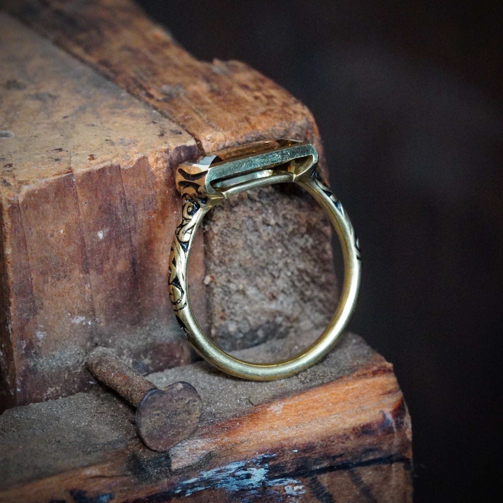 Renaissance Inspired 1.56 Carat Step Cut Diamond Ring