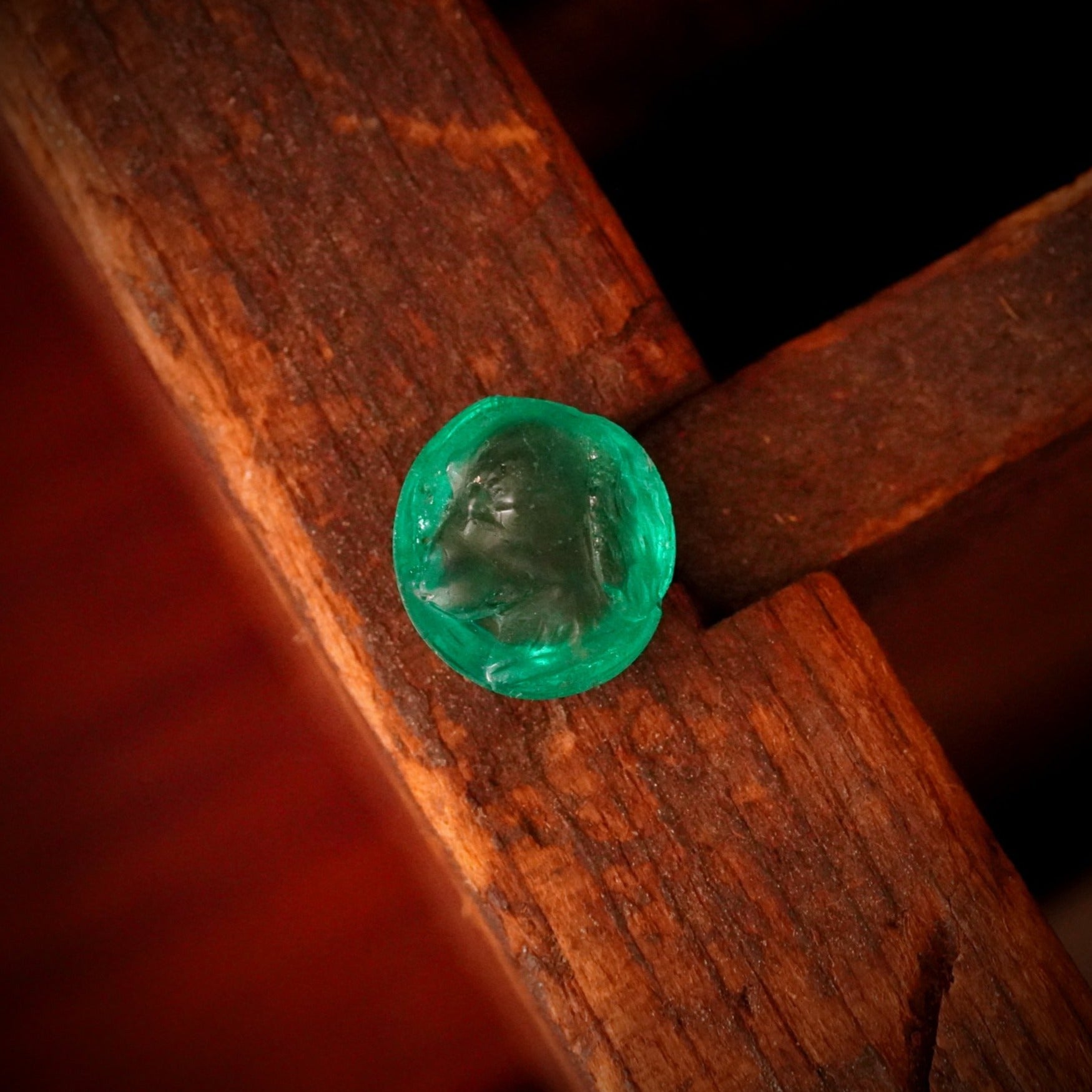 Carved Colombian Emerald, 6.45 ct