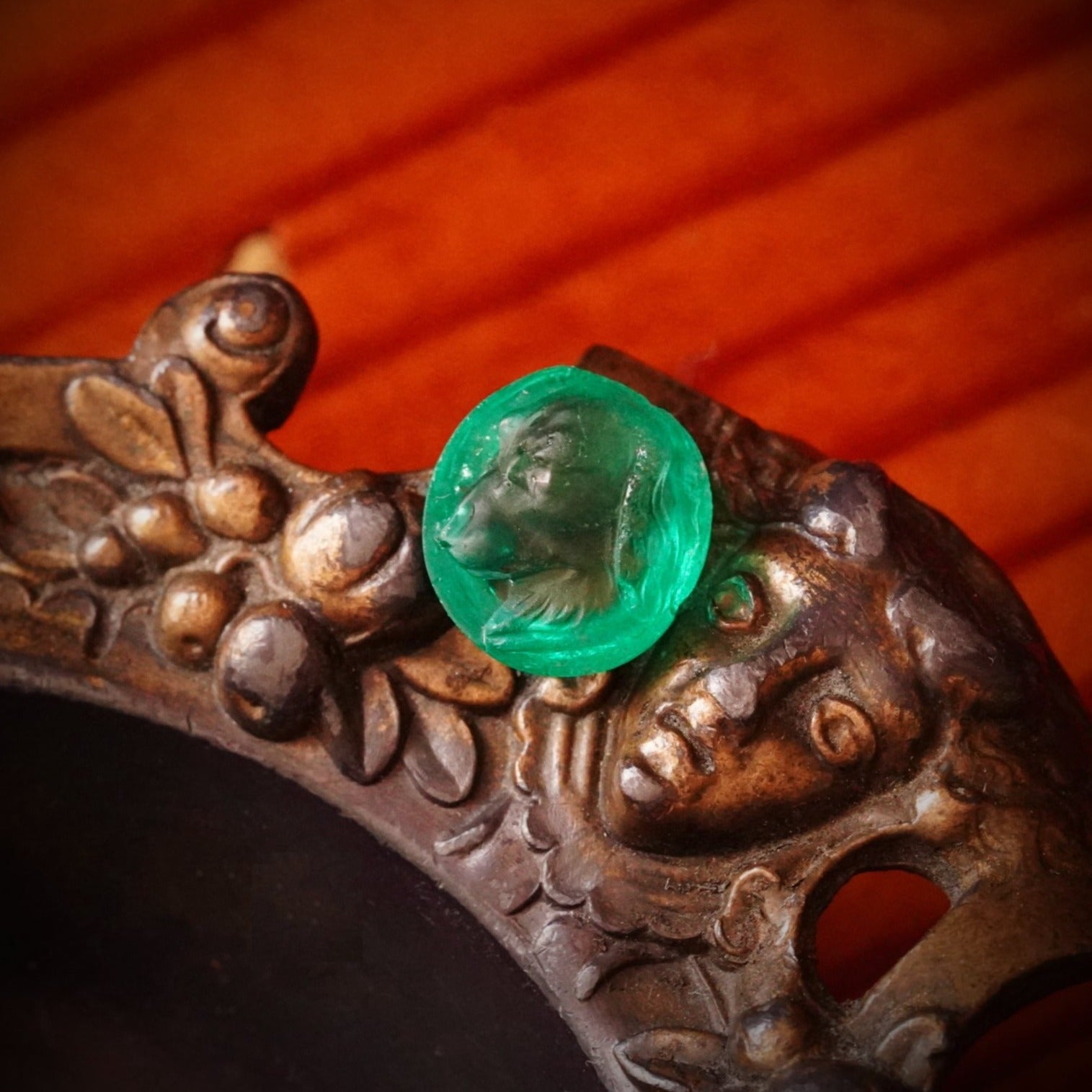 6.45ct Carved Canine Colombian Emerald