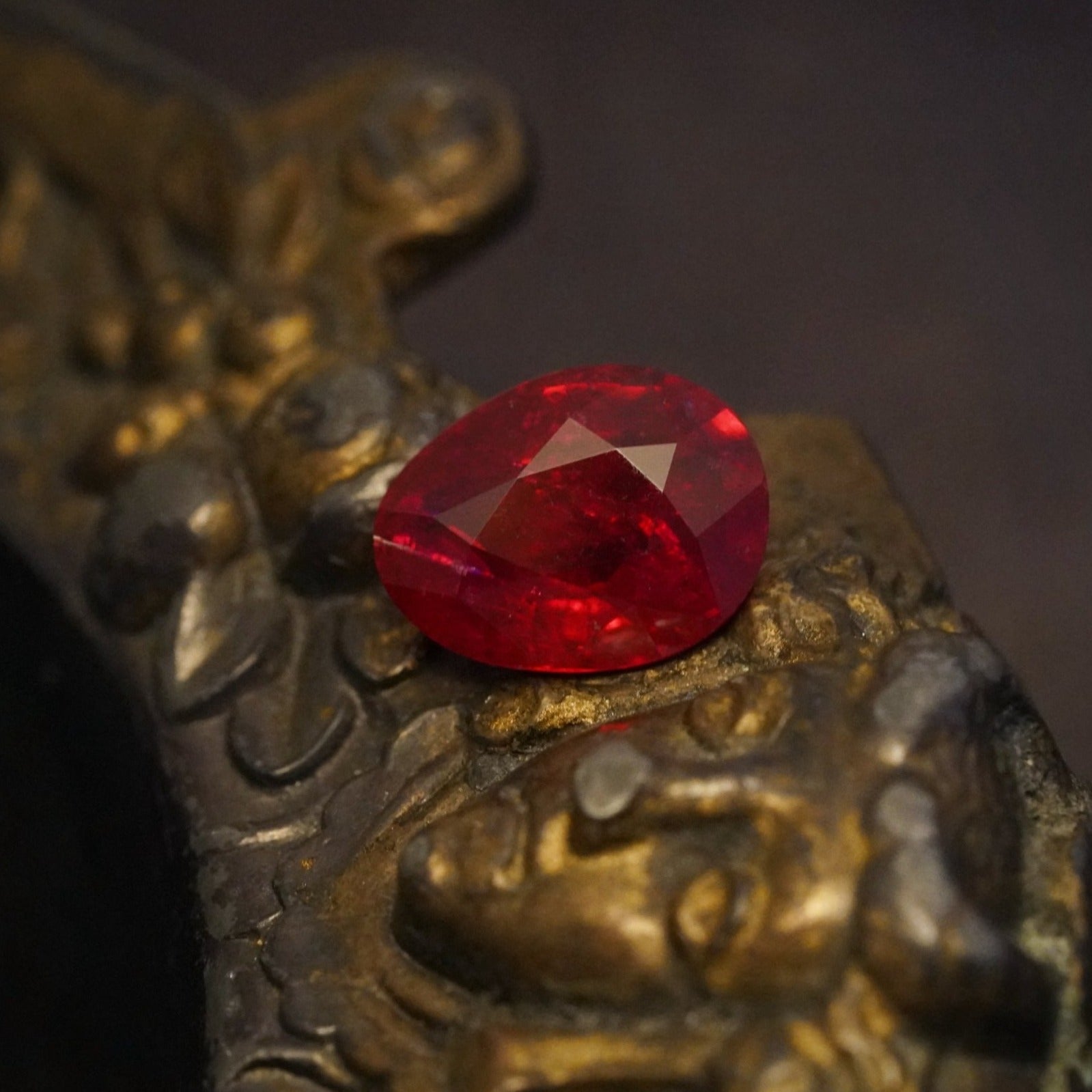 Antique Pear Burma Ruby, 4.07 ct