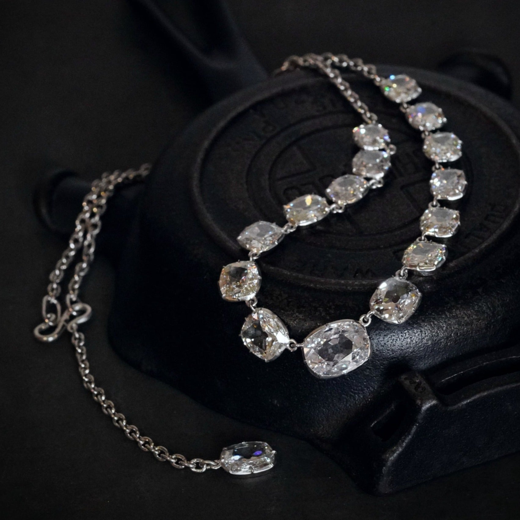 Jogani's Platinum Majesty: 18.72-Carat Cushion-Cut Diamond Necklace