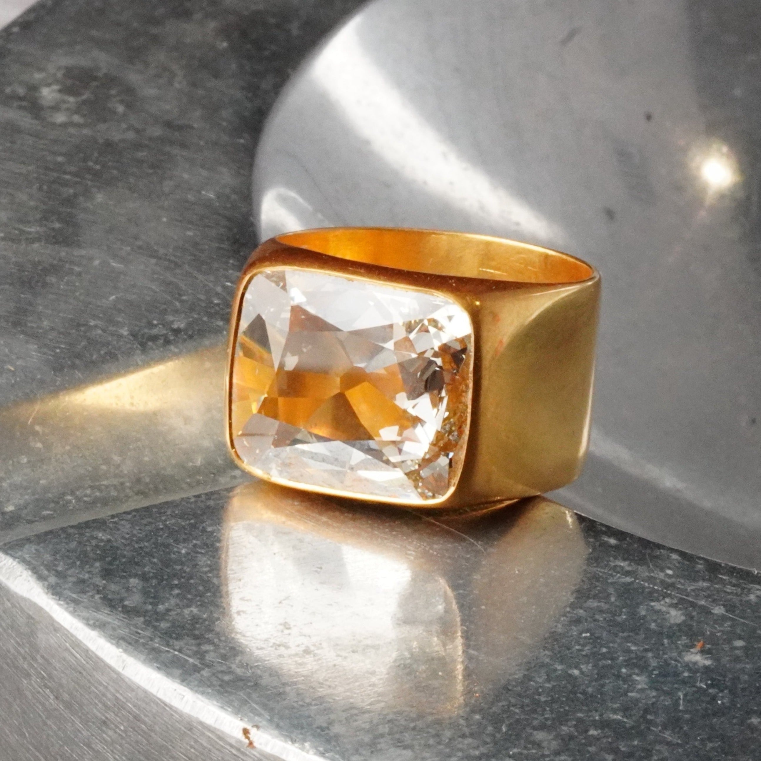 5.01 CT Flat Cushion Cut Diamond Gold Ring