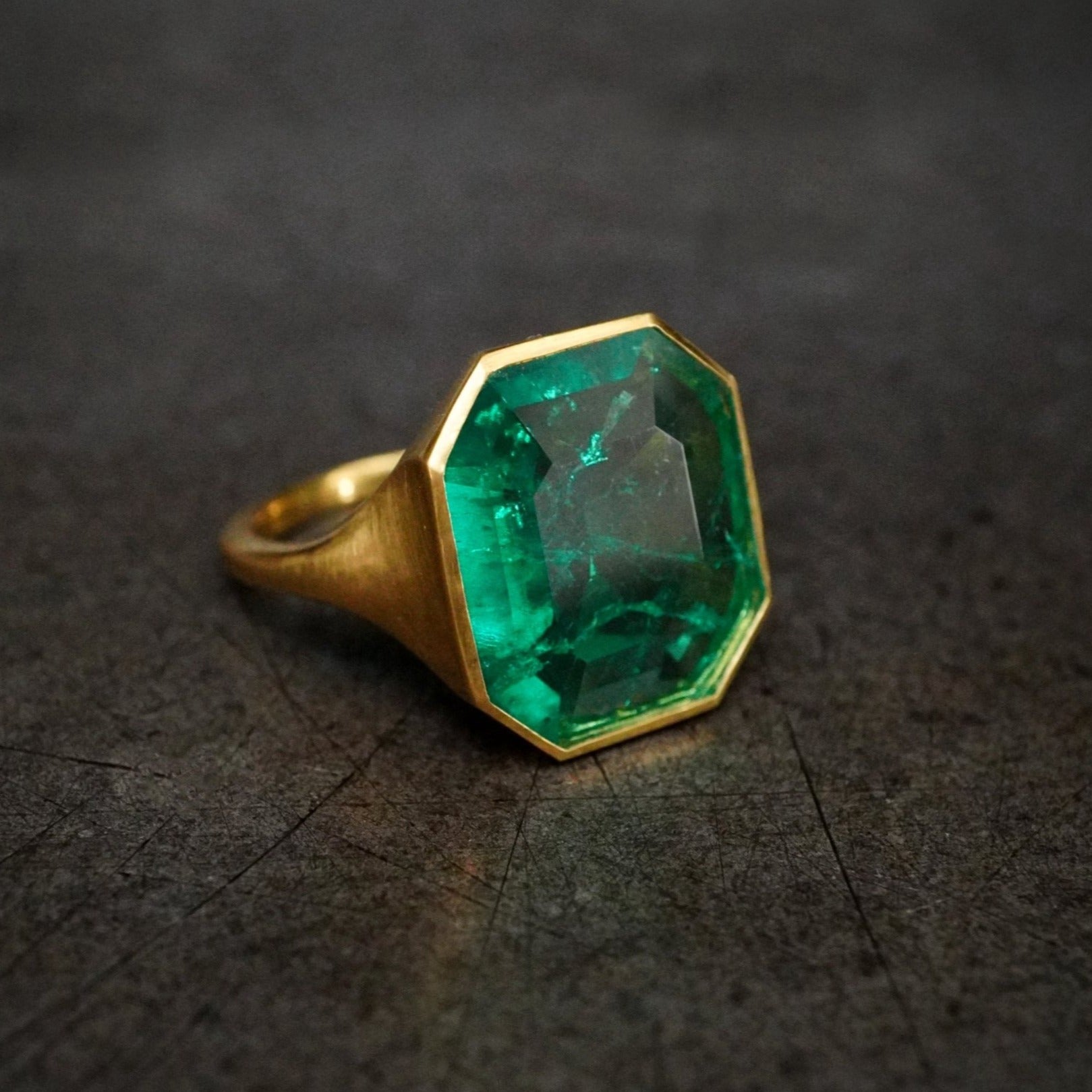 4.48 CT No Oil Colombian Emerald Gold Ring