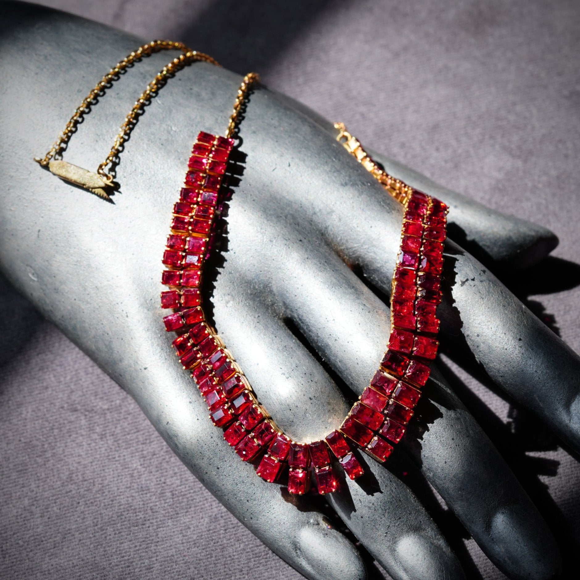 Step Cut Spinel Necklace, 30 tcw