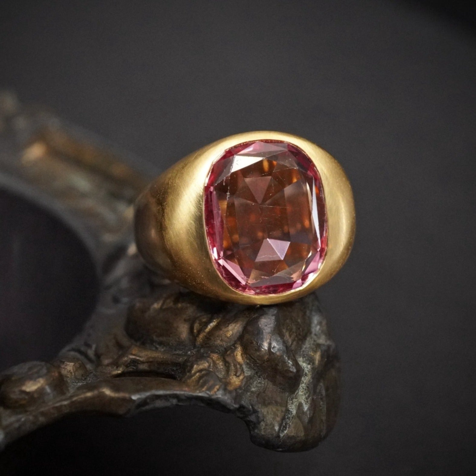 5.00 CT Cranberry Pink Red Spinel Gold Ring