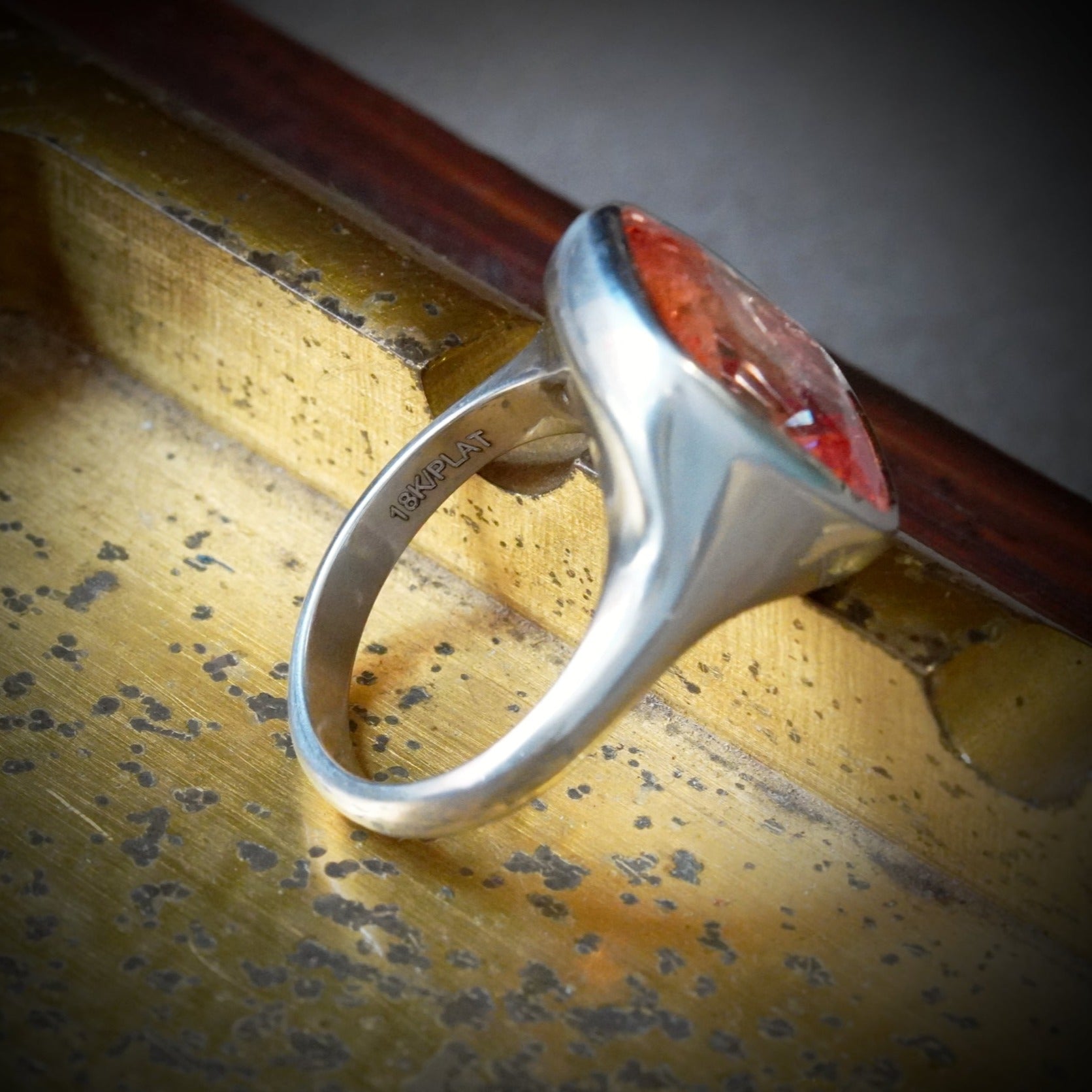 Cushion Cut Padparadscha Sapphire Ring, 12.42 ct