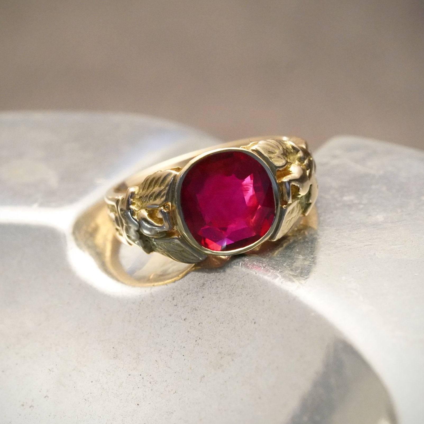 Antique Cushion Cut Burma Ruby Ring, 3.21 ct