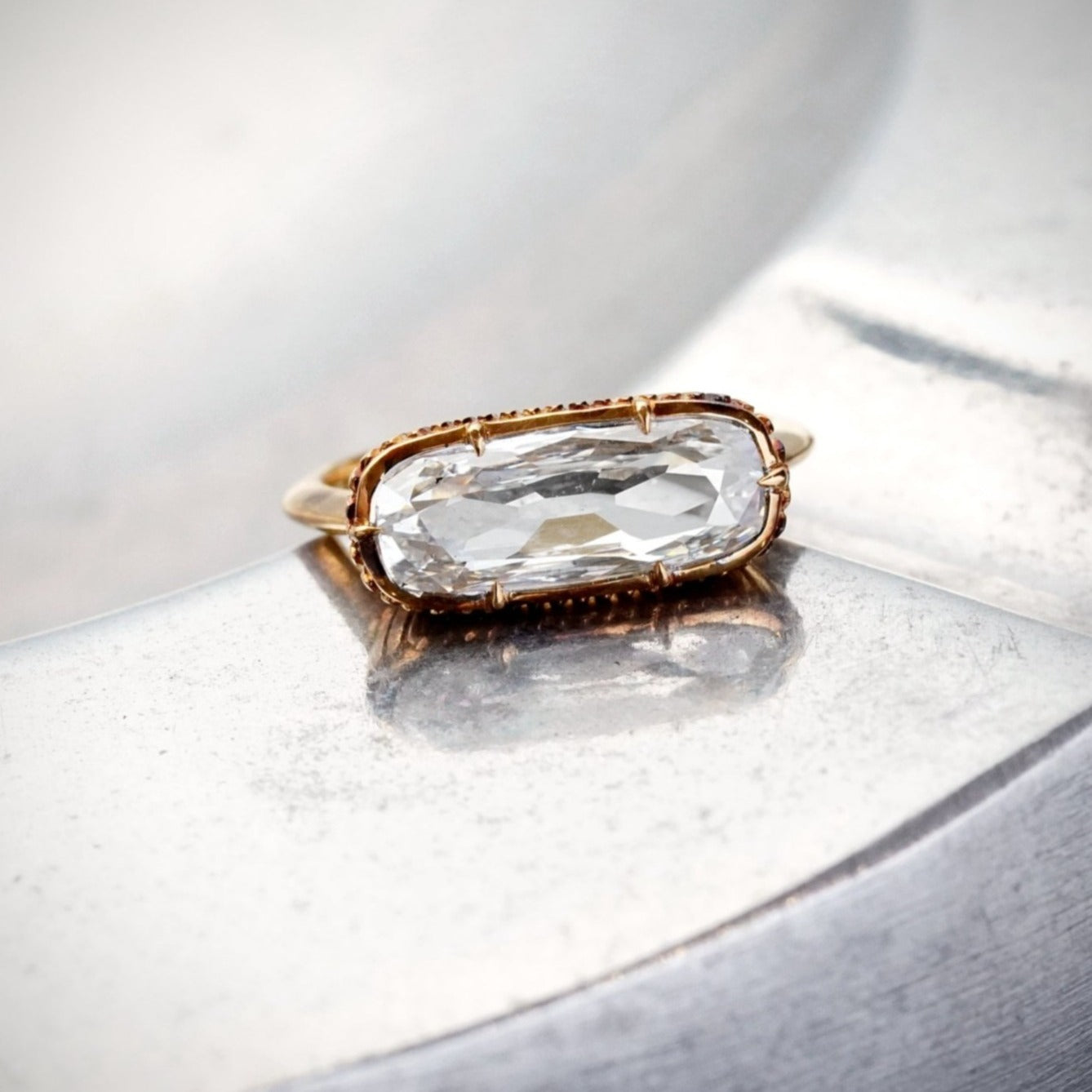 Elongated Cushion Diamond Ring
