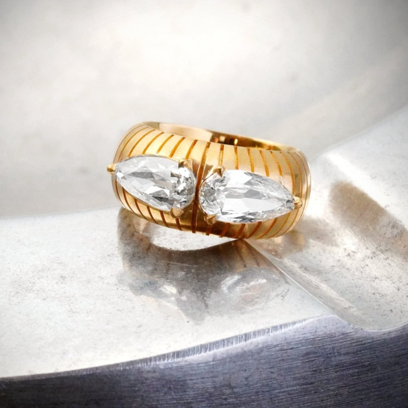 2 Pear Diamond Ring