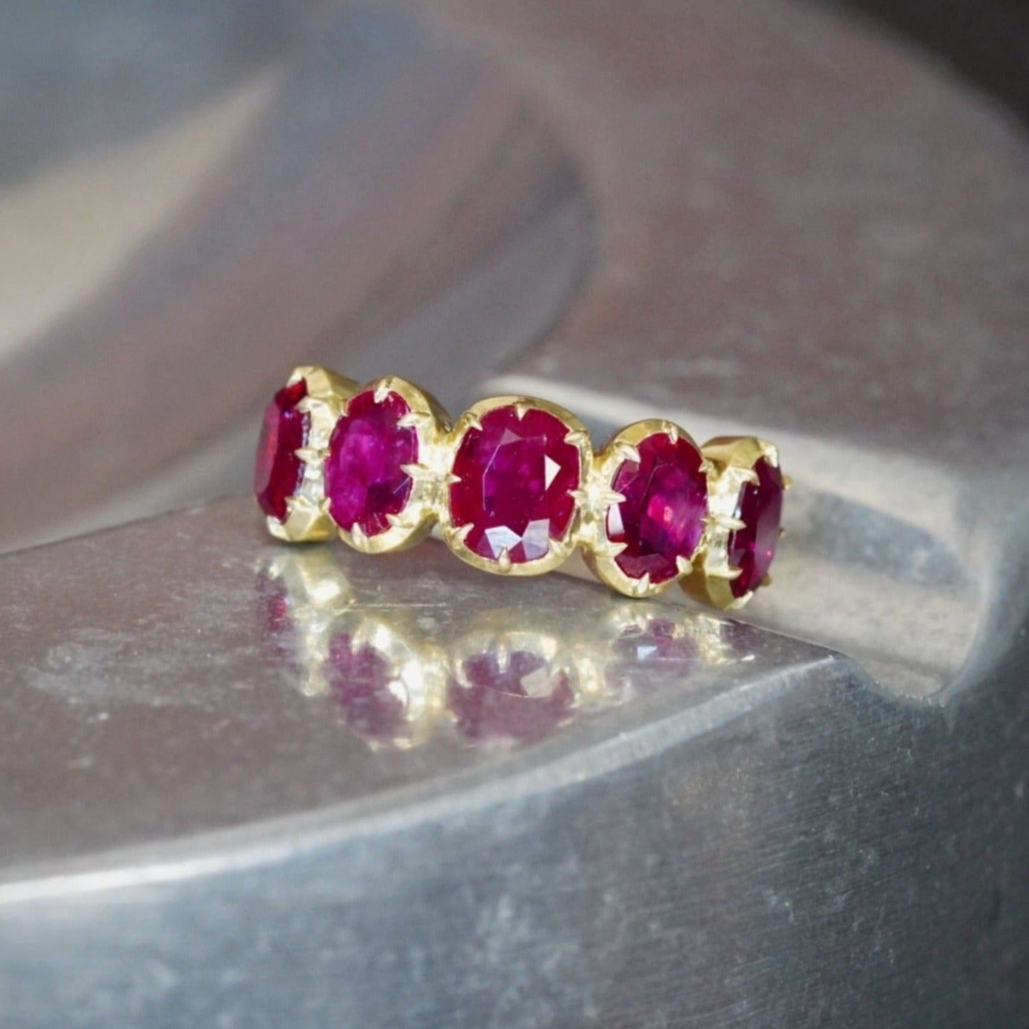 Victorian-Inspired 4.5-Carat Crimson Red Burmese Ruby Ring in 18K Gold