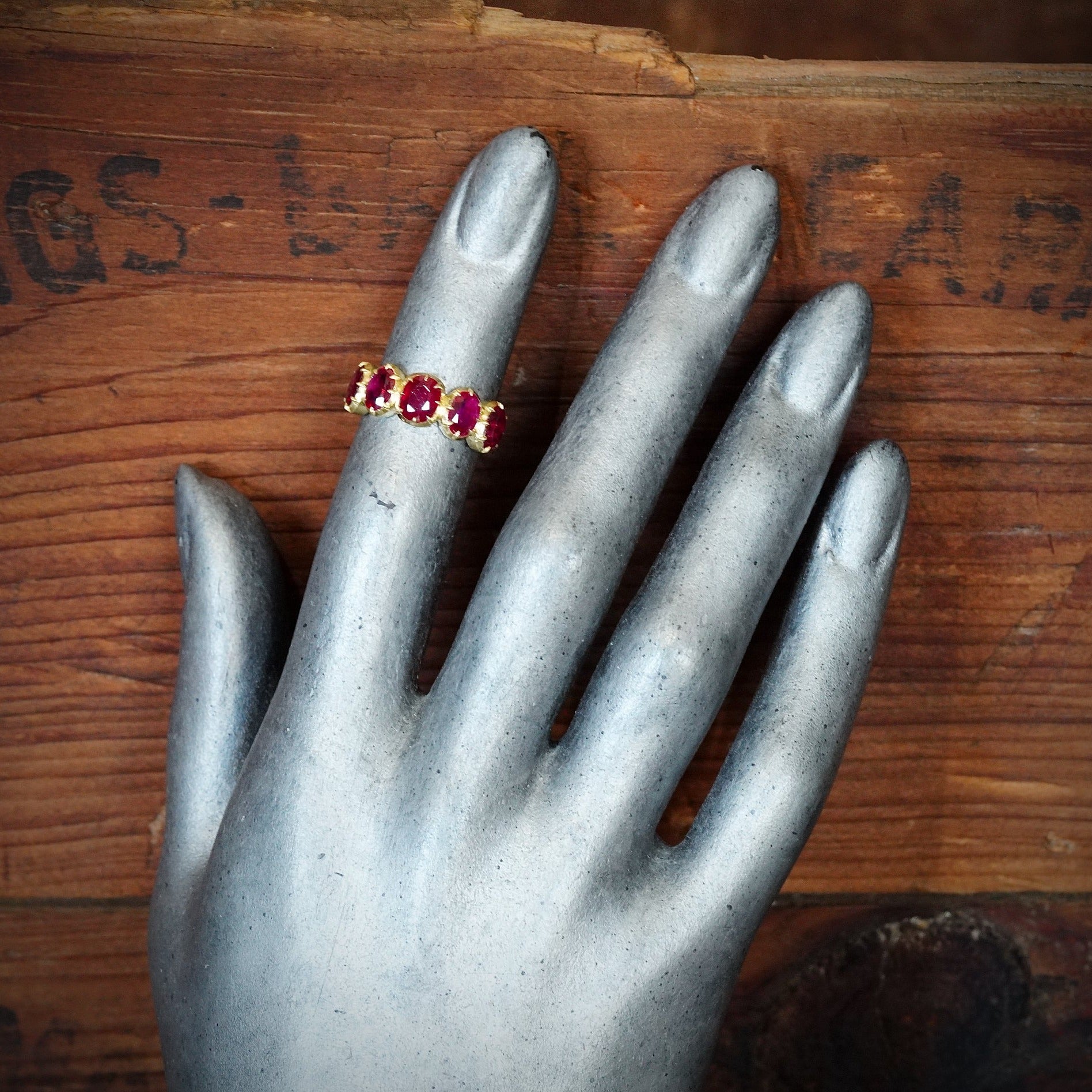 Victorian-Inspired 4.5-Carat Crimson Red Burmese Ruby Ring in 18K Gold
