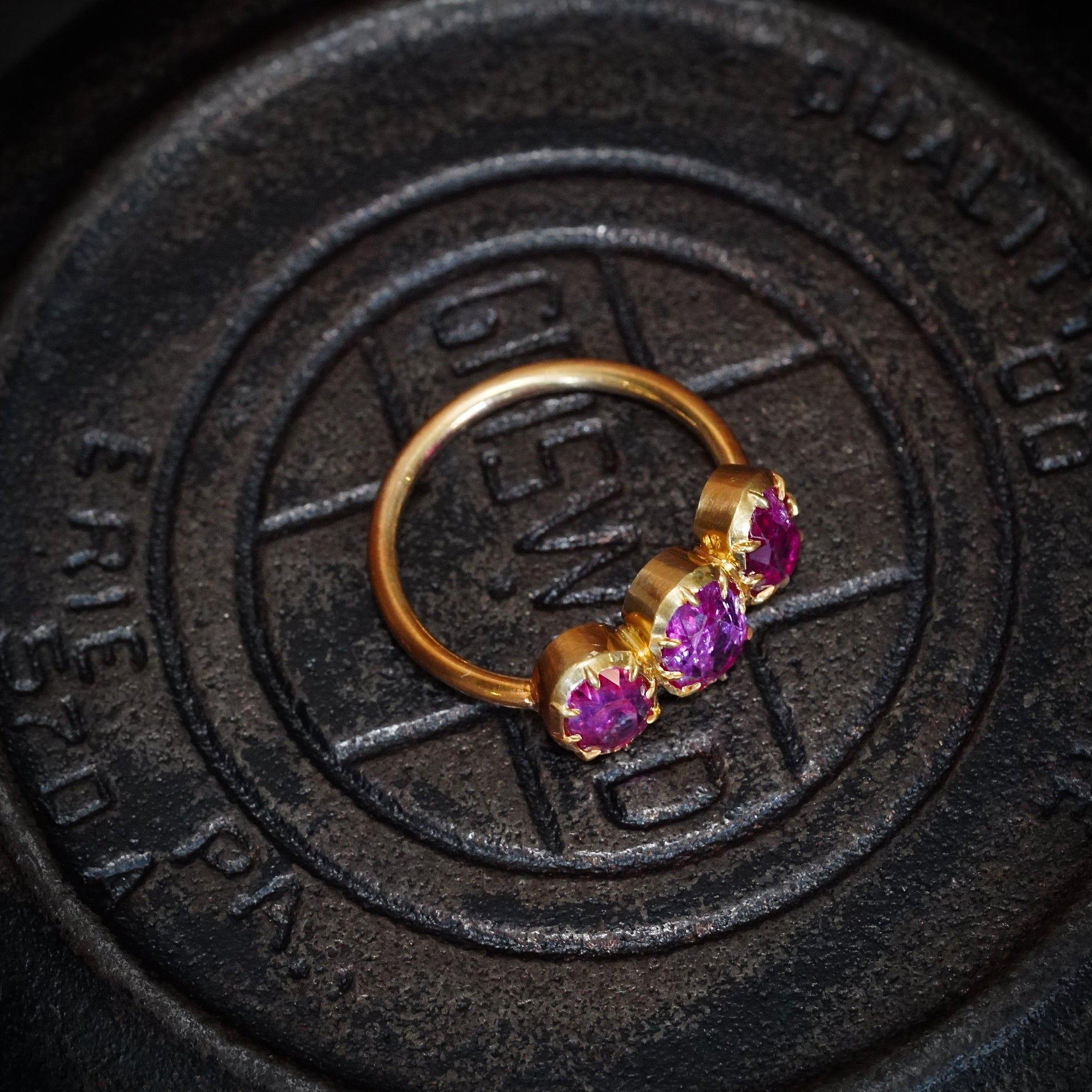 Victorian-Inspired Soft Pink Sapphire Ring in 18K Gold