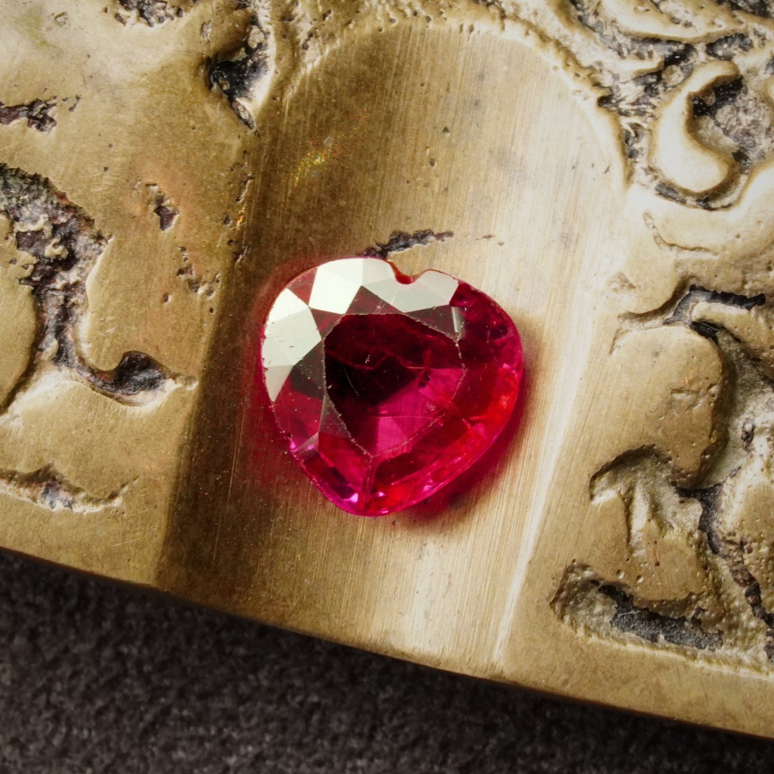 Antique Step Cut Heart-shaped Burma Ruby, 1.95 ct