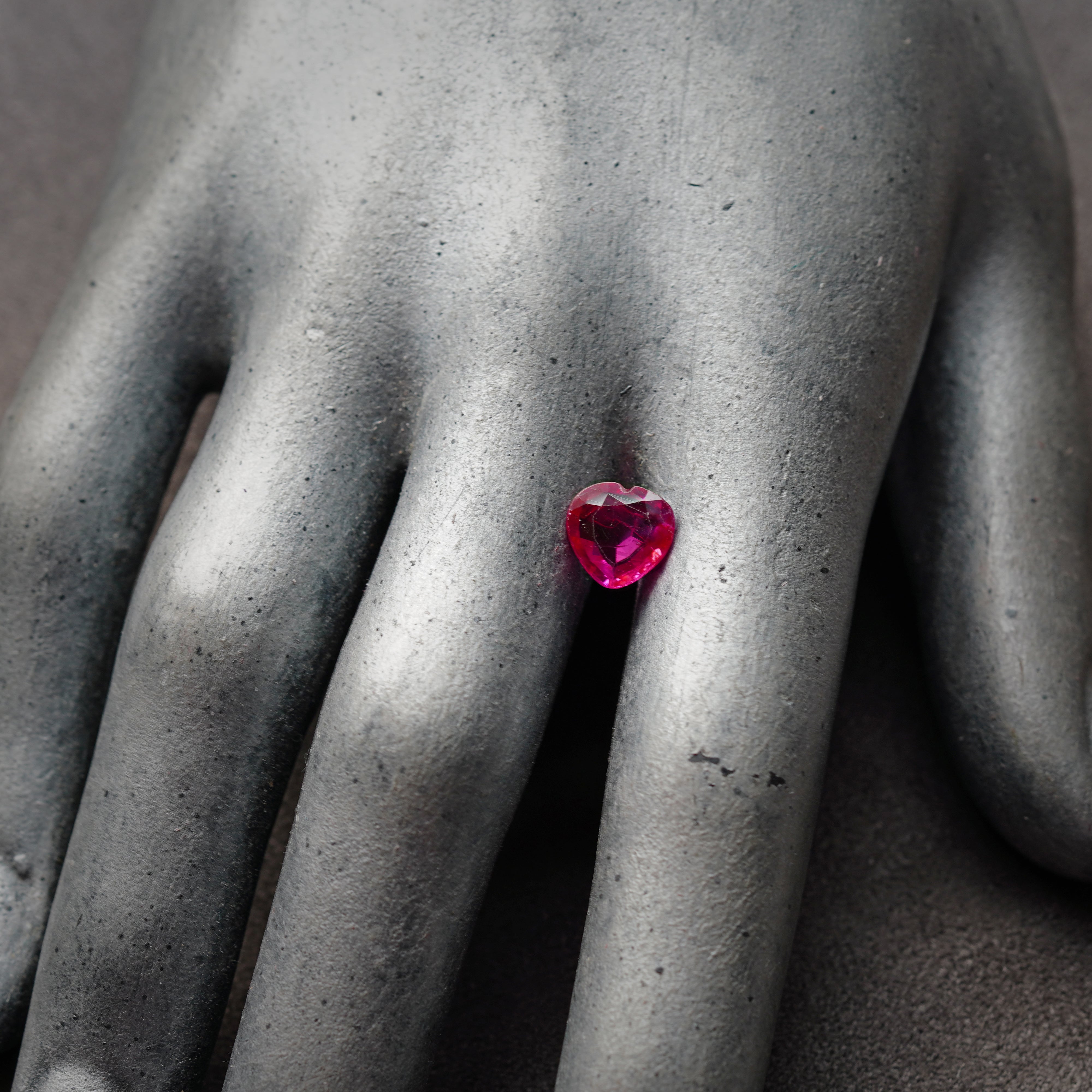 Antique Step Cut Heart-shaped Burma Ruby, 1.95 ct