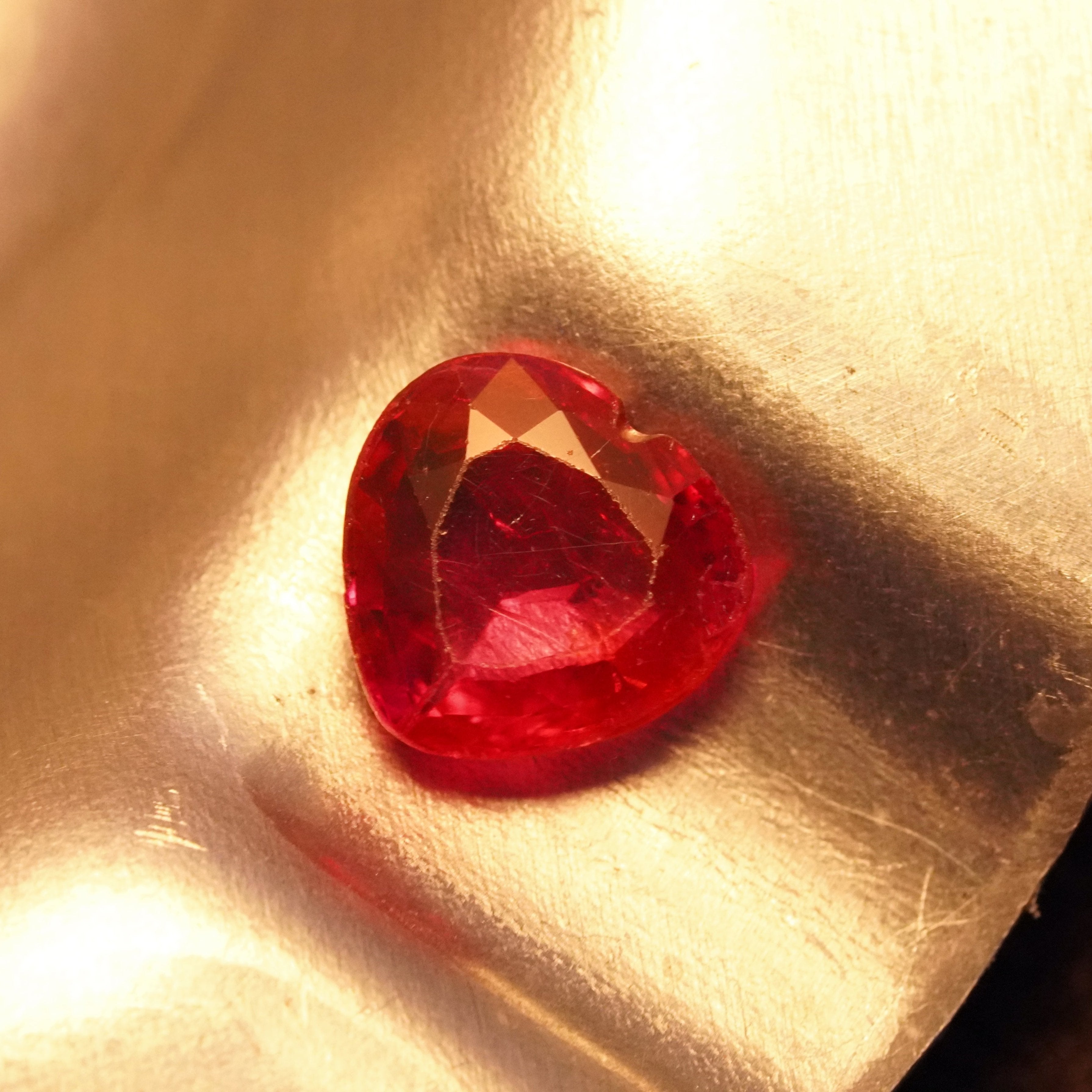 Antique Step Cut Heart-shaped Burma Ruby, 1.95 ct