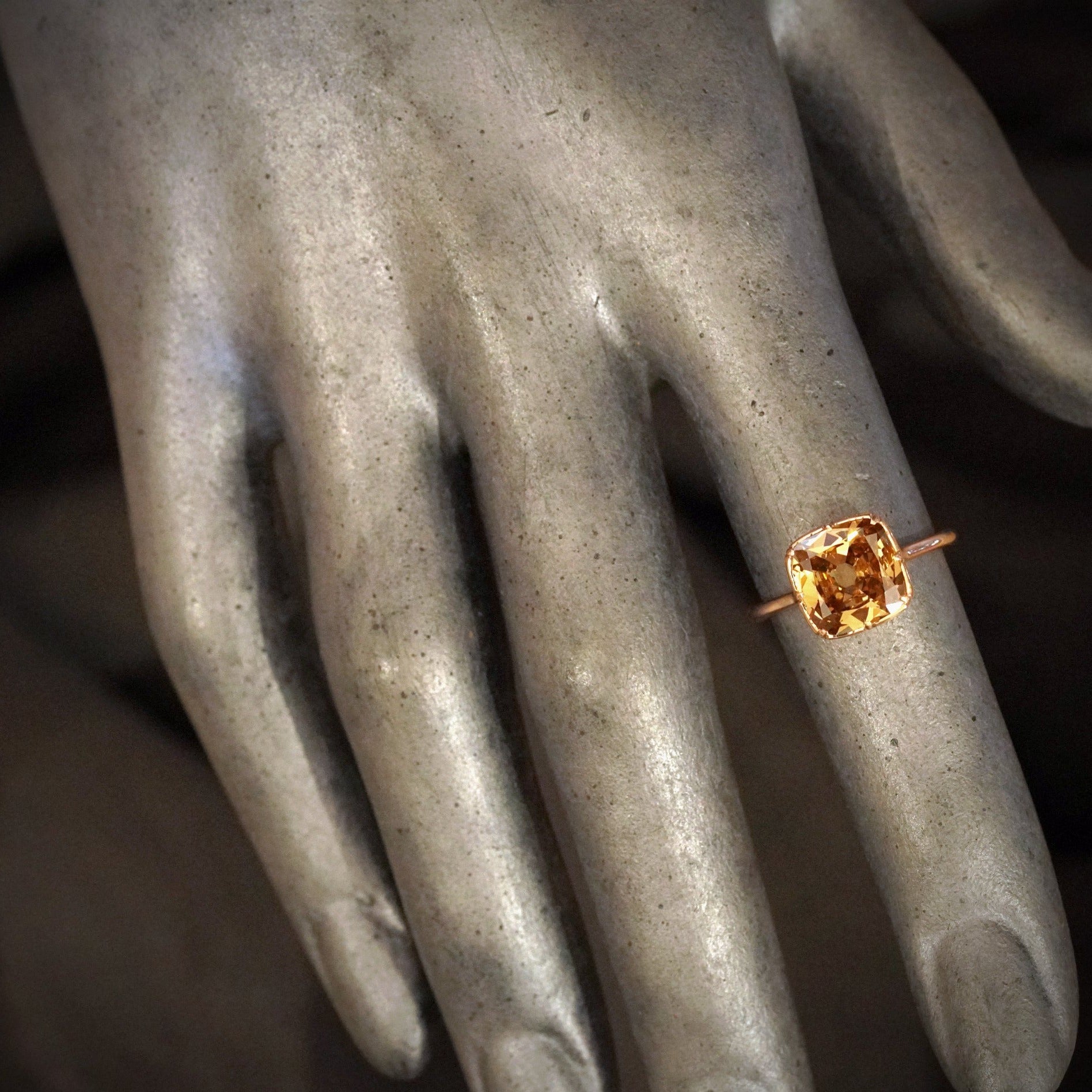 Golden Twilight: Majestic 3.00-Carat Cushion Diamond Ring in 18K Rose Gold
