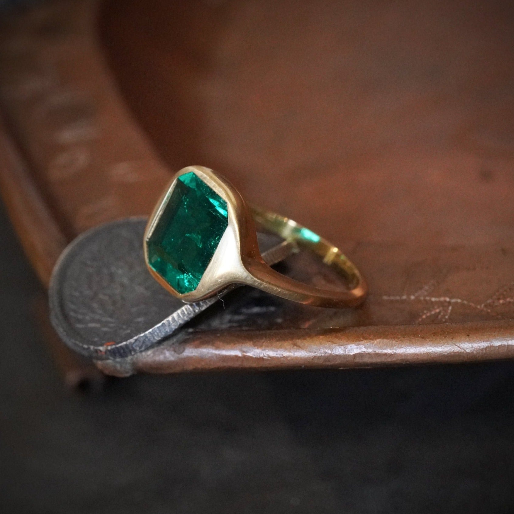 Untreated 2.14-Carat Colombian Emerald Ring in 20K Gold