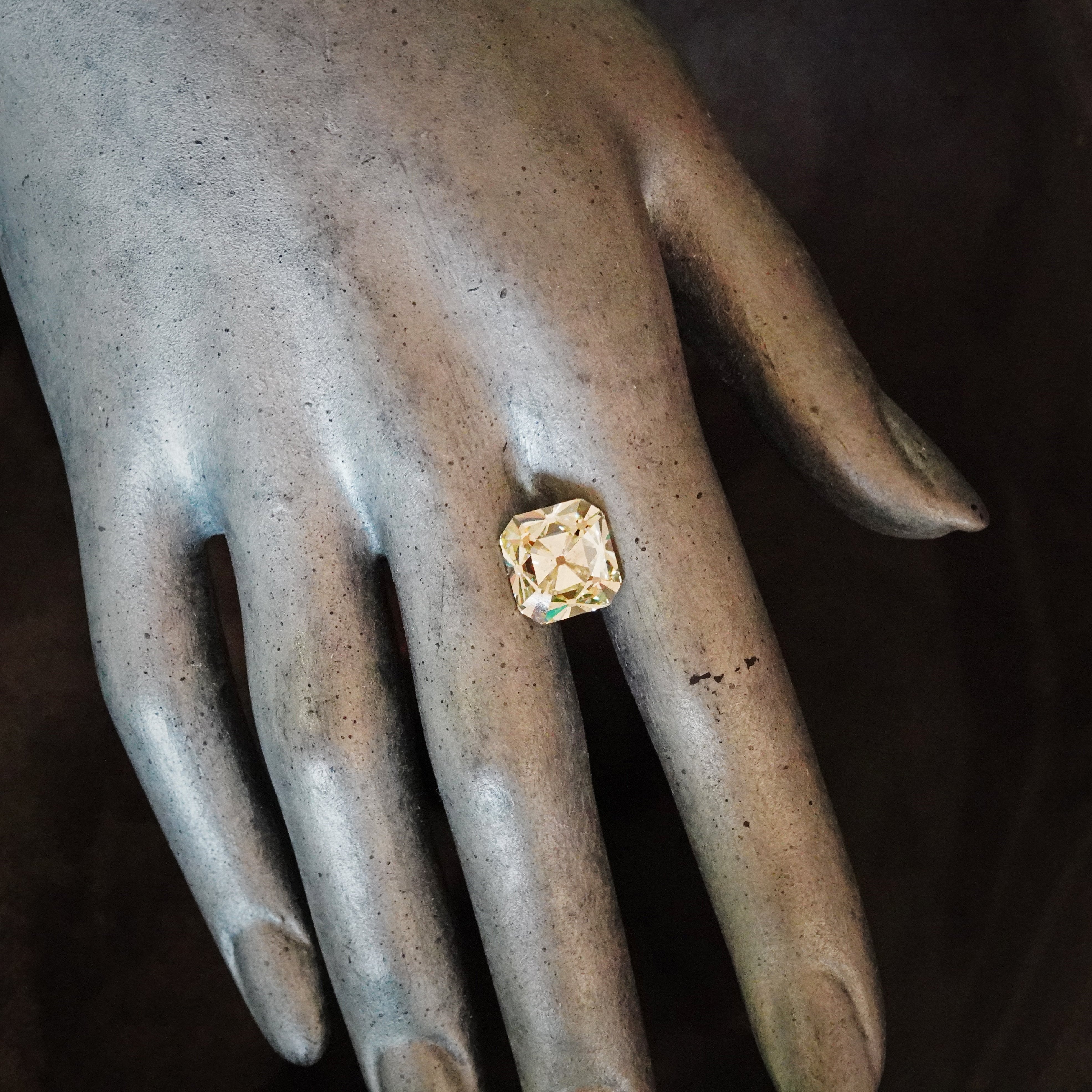 Table Cut Light Yellow Diamond, 9.26 ct