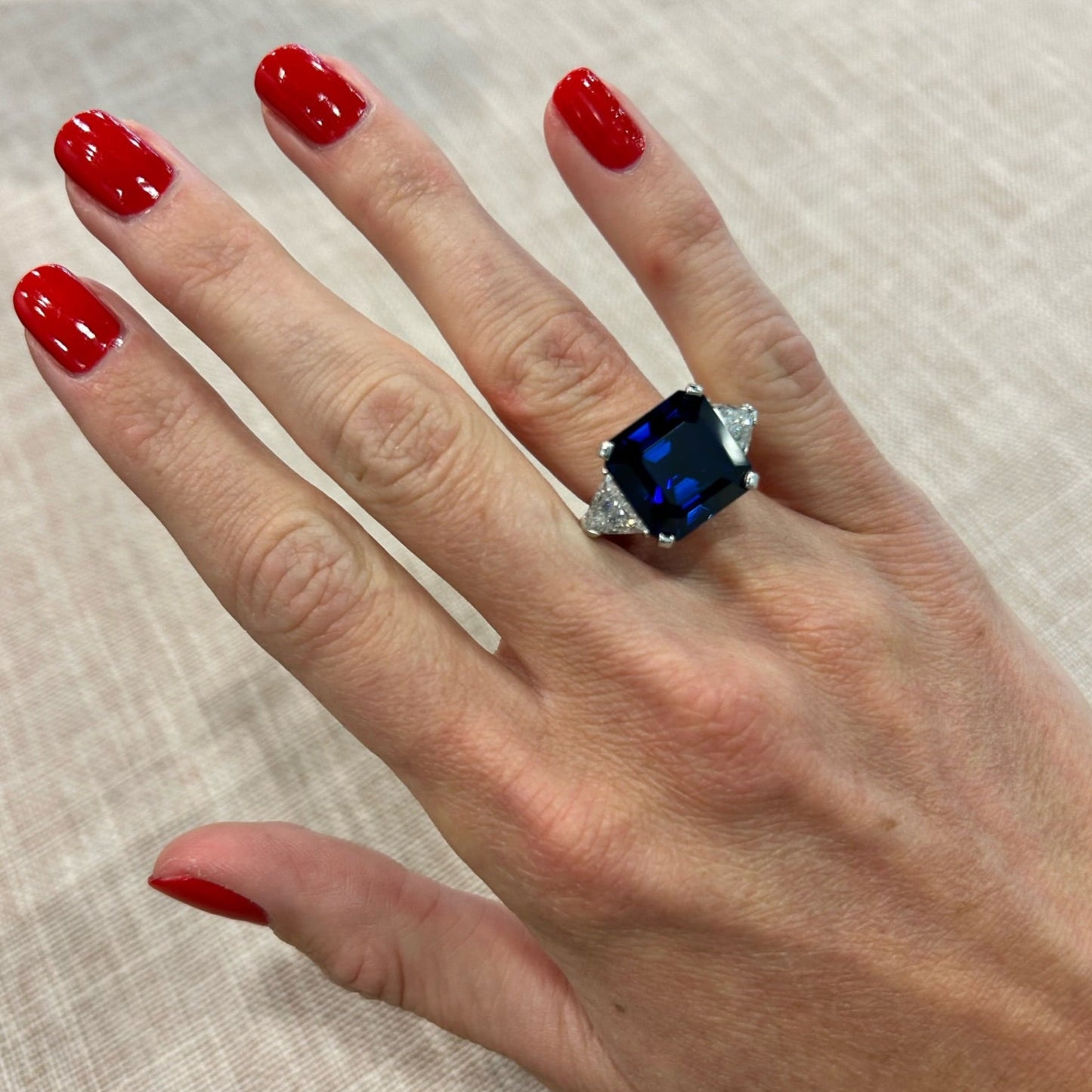 Step Cut Burma Sapphire Ring, 14.57 ct