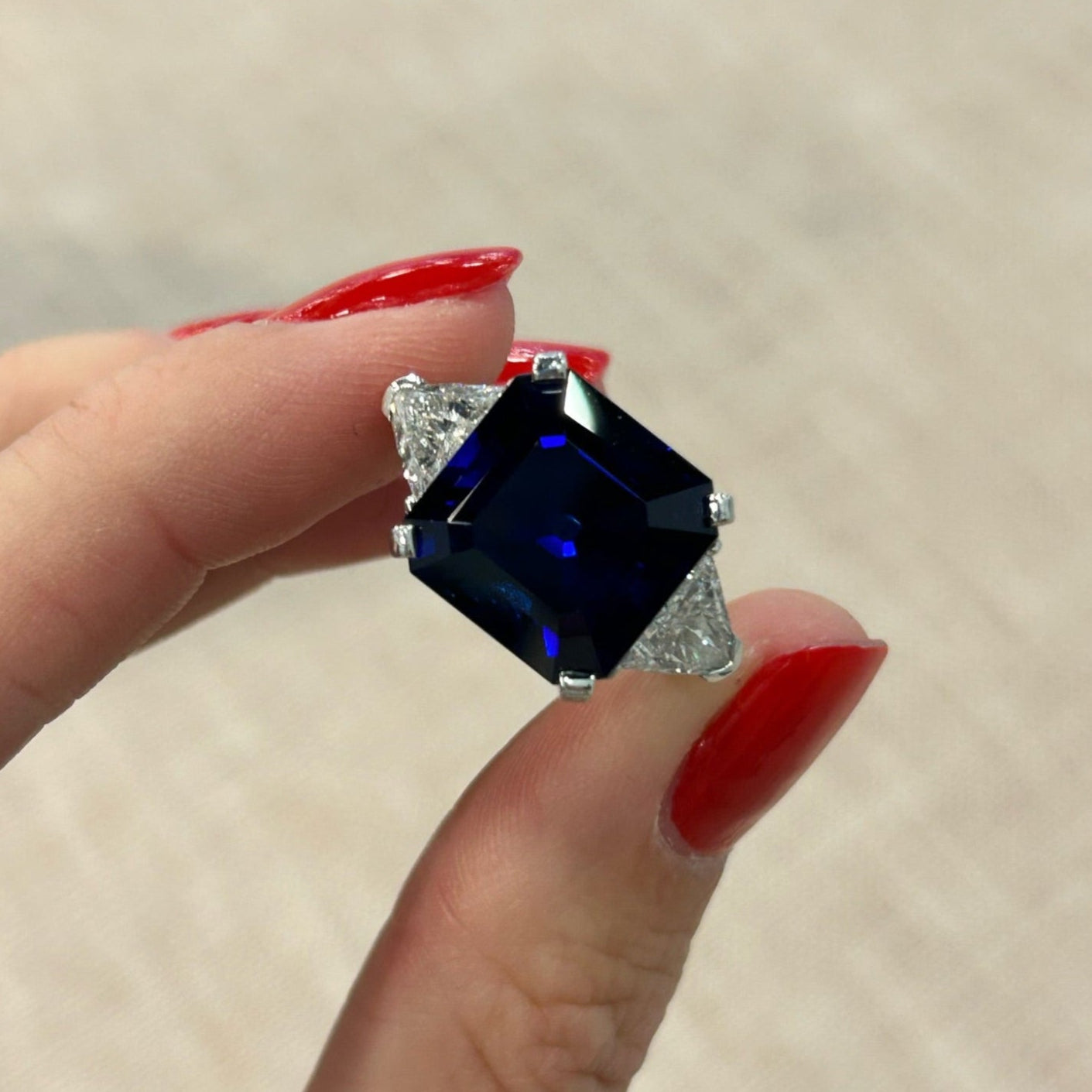 Step Cut Burma Sapphire Ring, 14.57 ct