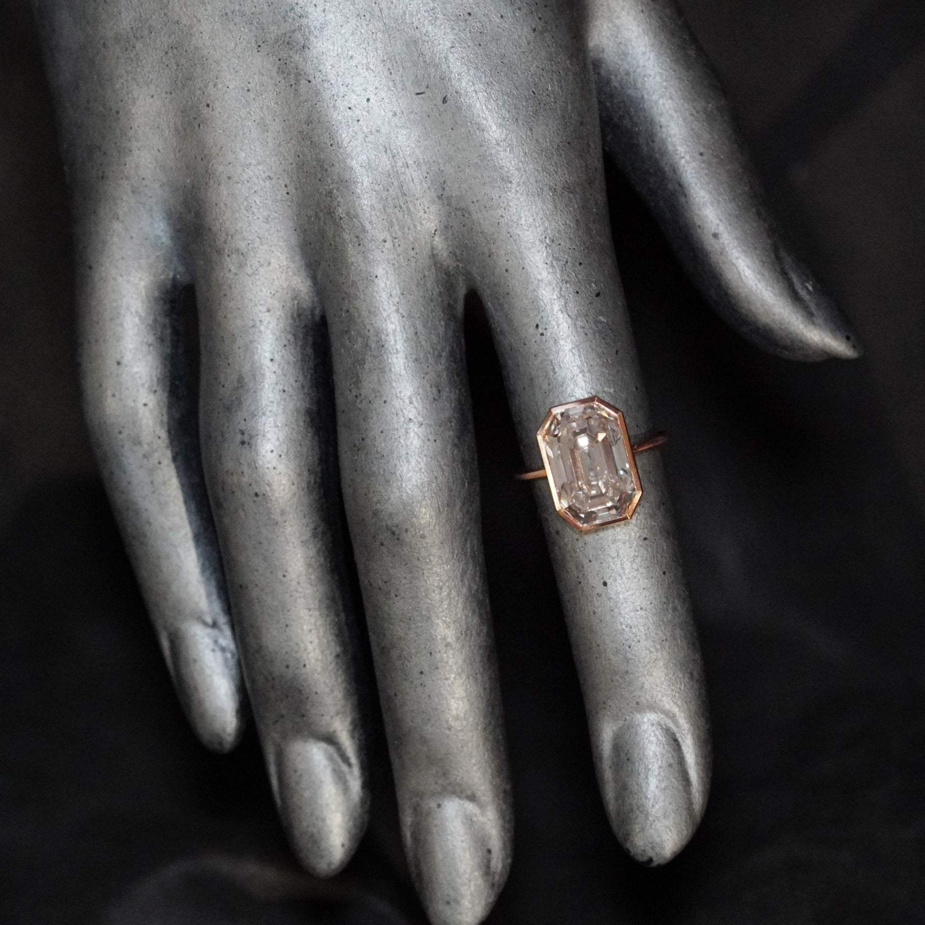 Jogani 8.06 Carat Step Cut Diamond in Elegant Rose Gold Ring 1