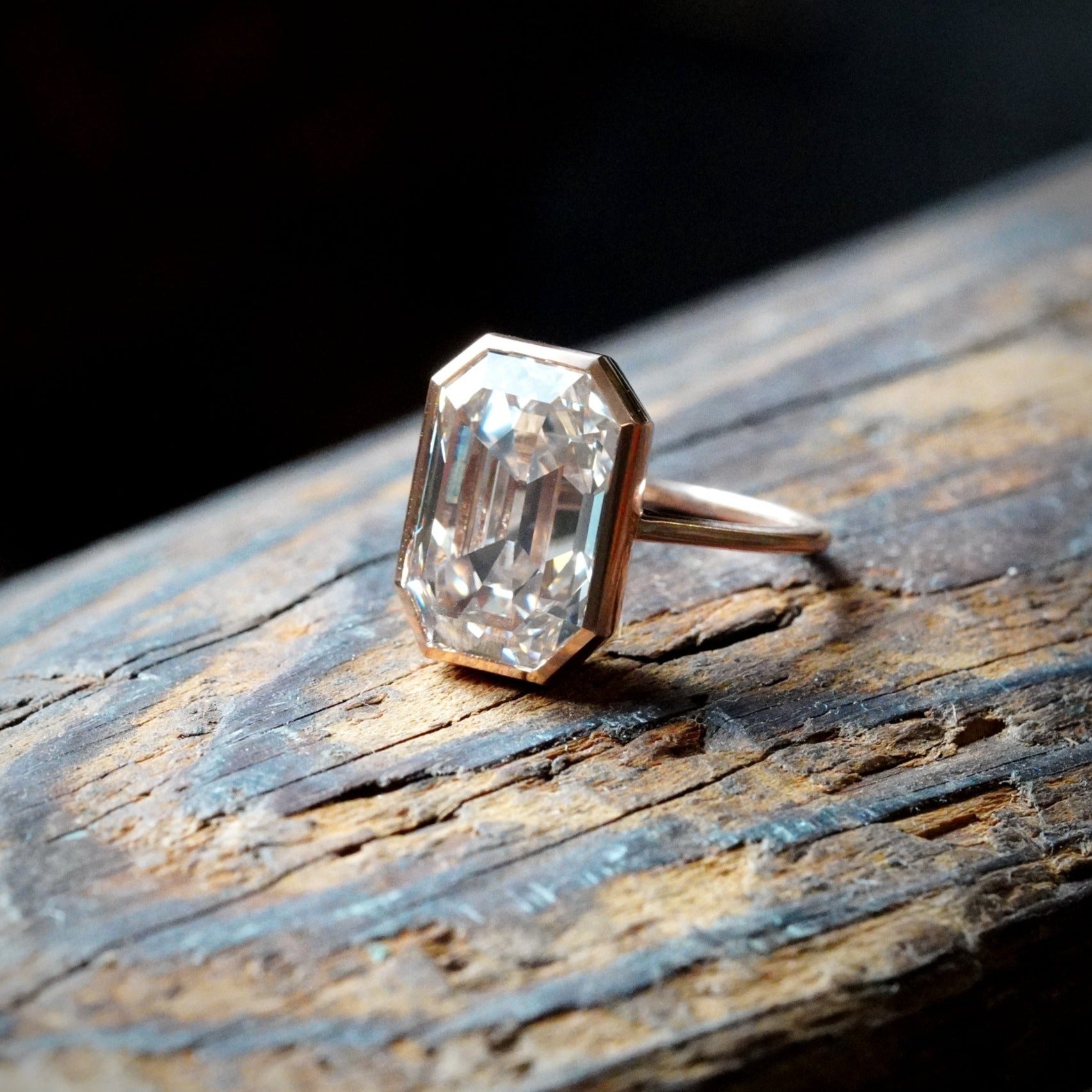 Jogani 8.06 Carat Step Cut Diamond in Elegant Rose Gold Ring 6