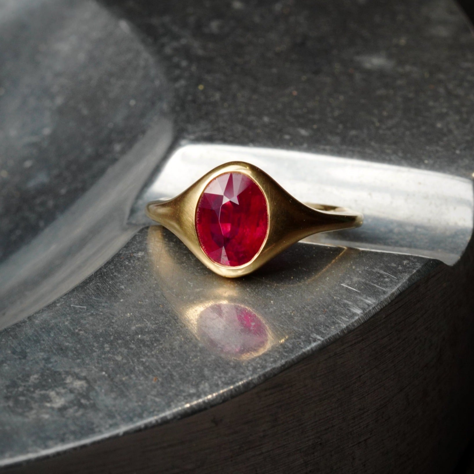 Jogani Collection 2.09ct Oval Burma Ruby Ring in 18K Gold