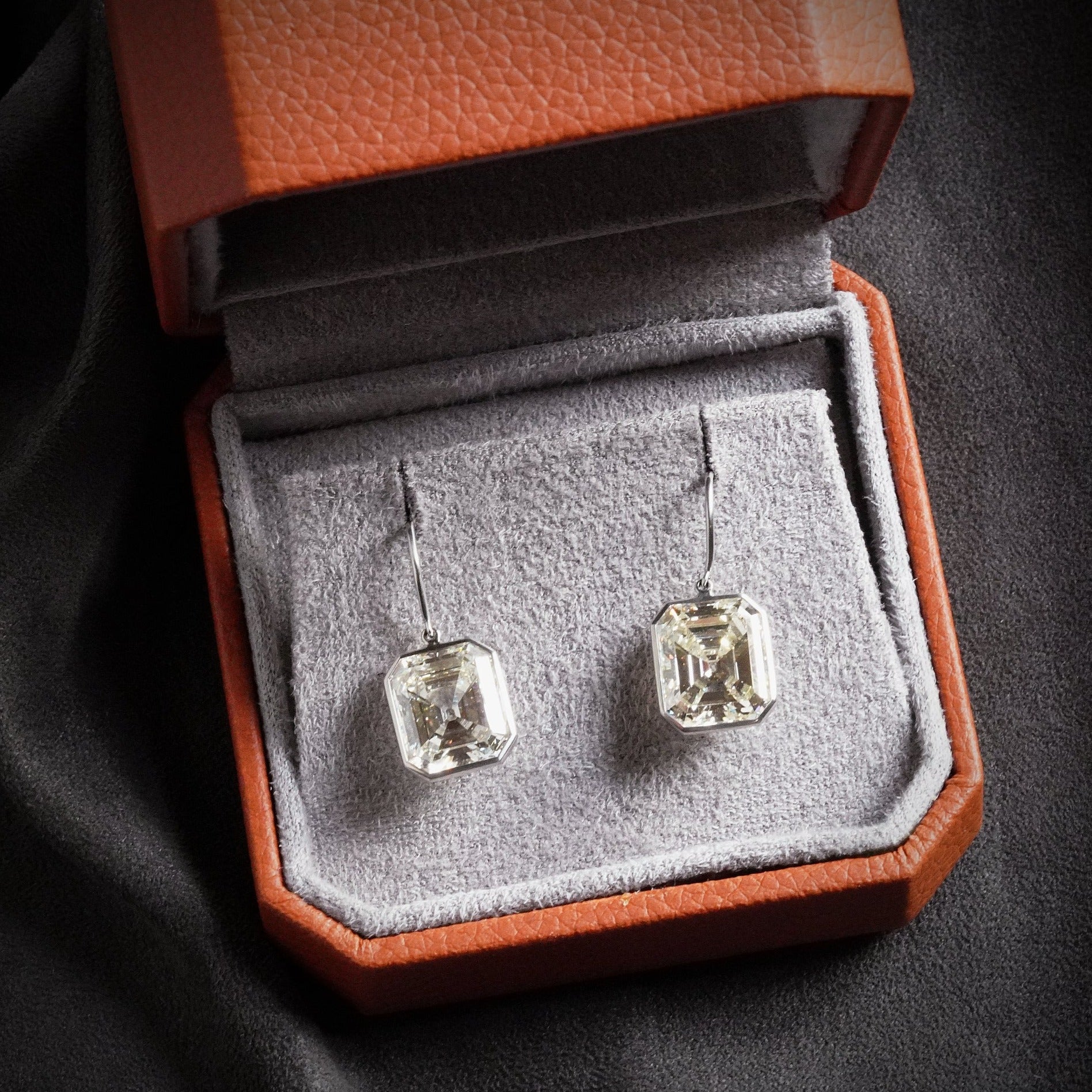 Jogani Collection Twin Step Cut Diamond Earrings: Platinum Brilliance