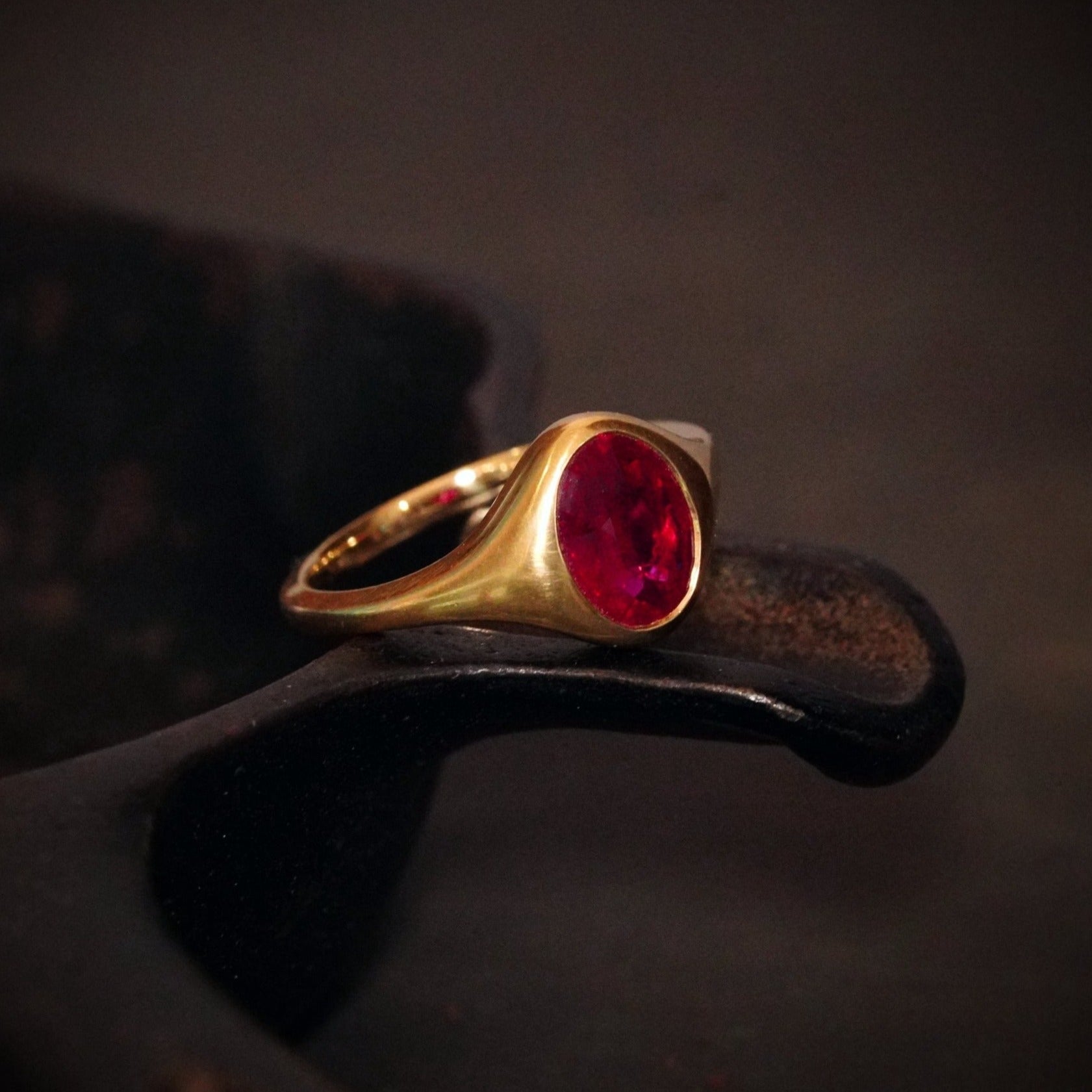 Jogani Gallery 2.09ct Oval Burma Ruby Ring in 18K Gold